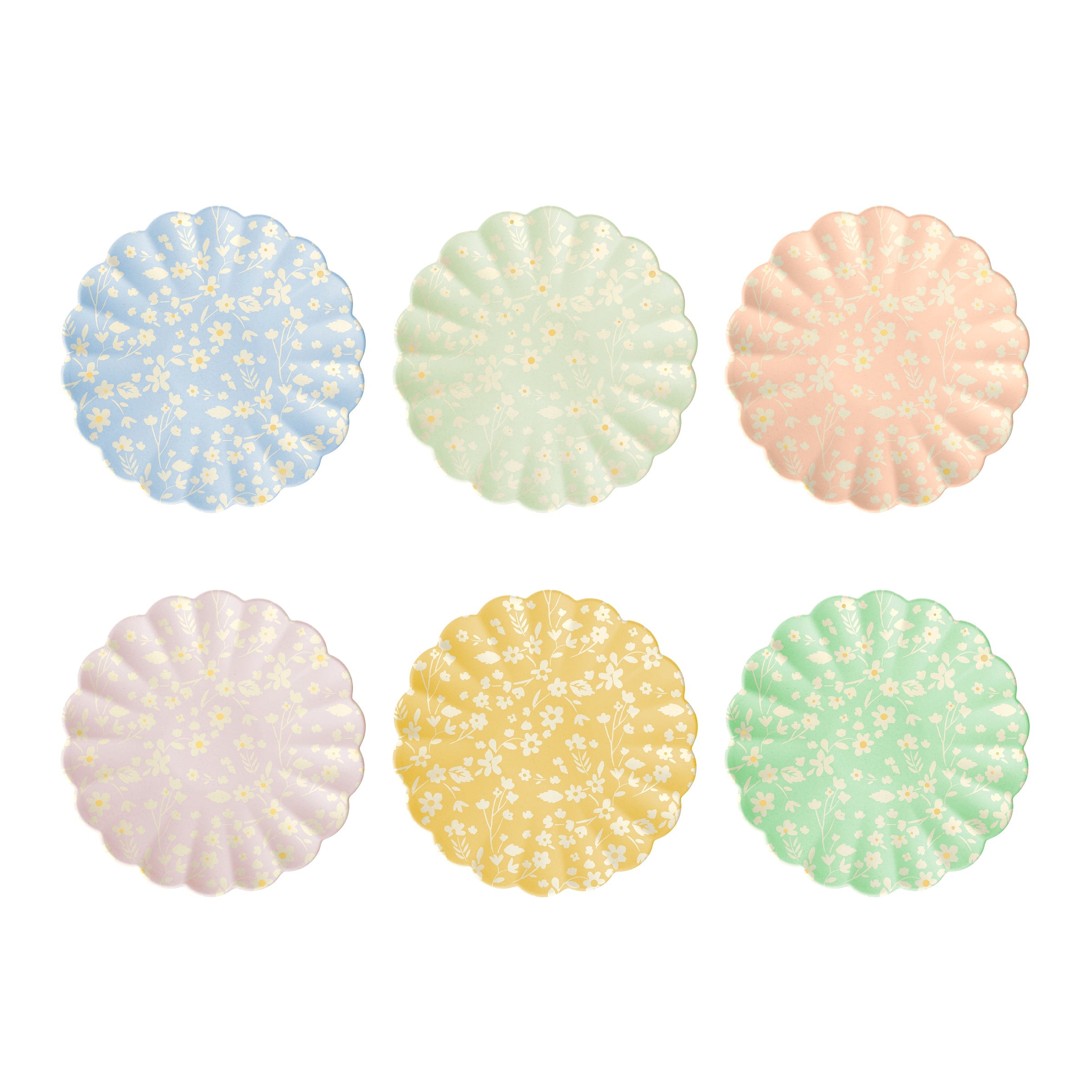 Floral Reusable Bamboo Small Plates, Set of 6