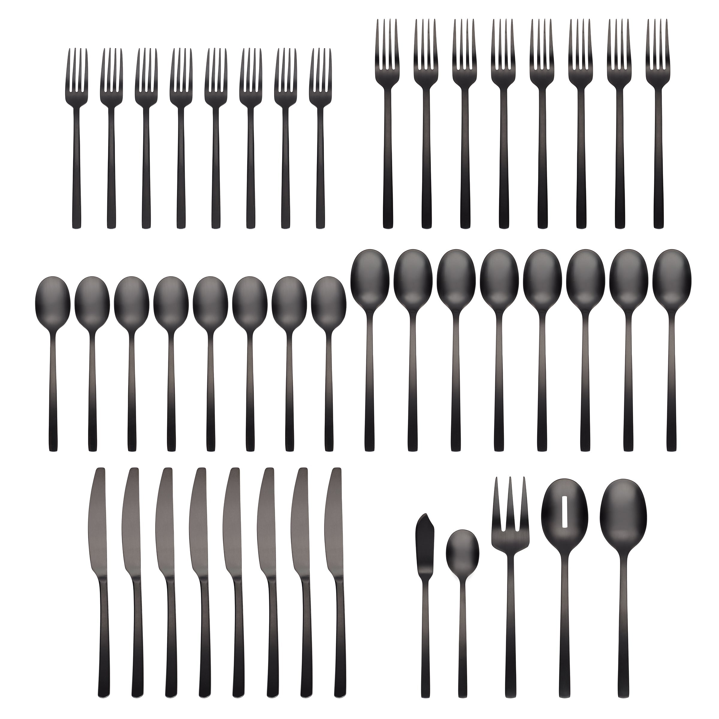 Alternative view of Beacon Black Satin 45 Piece Flatware Set