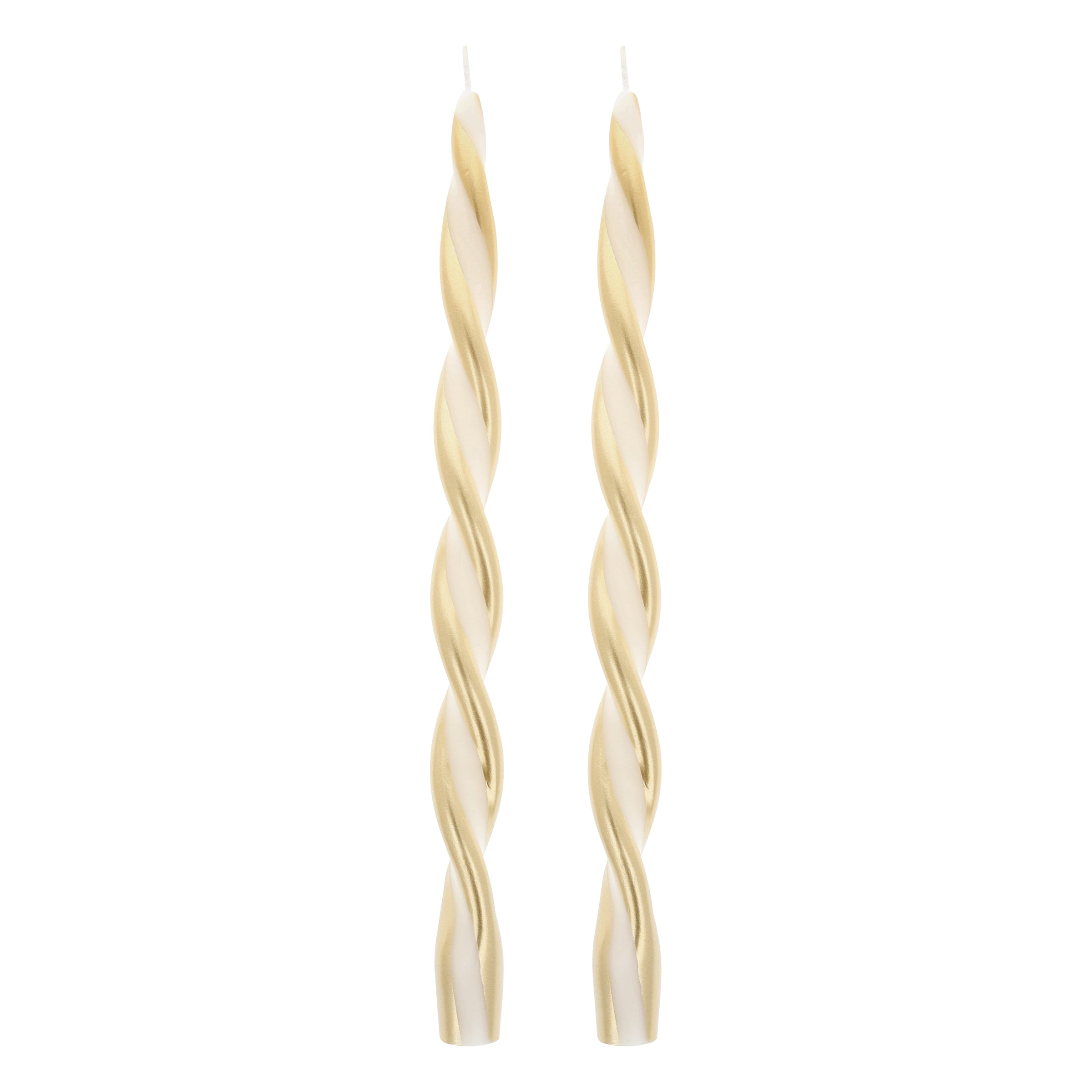 Gold Stripe Twist Candles, Set of 2