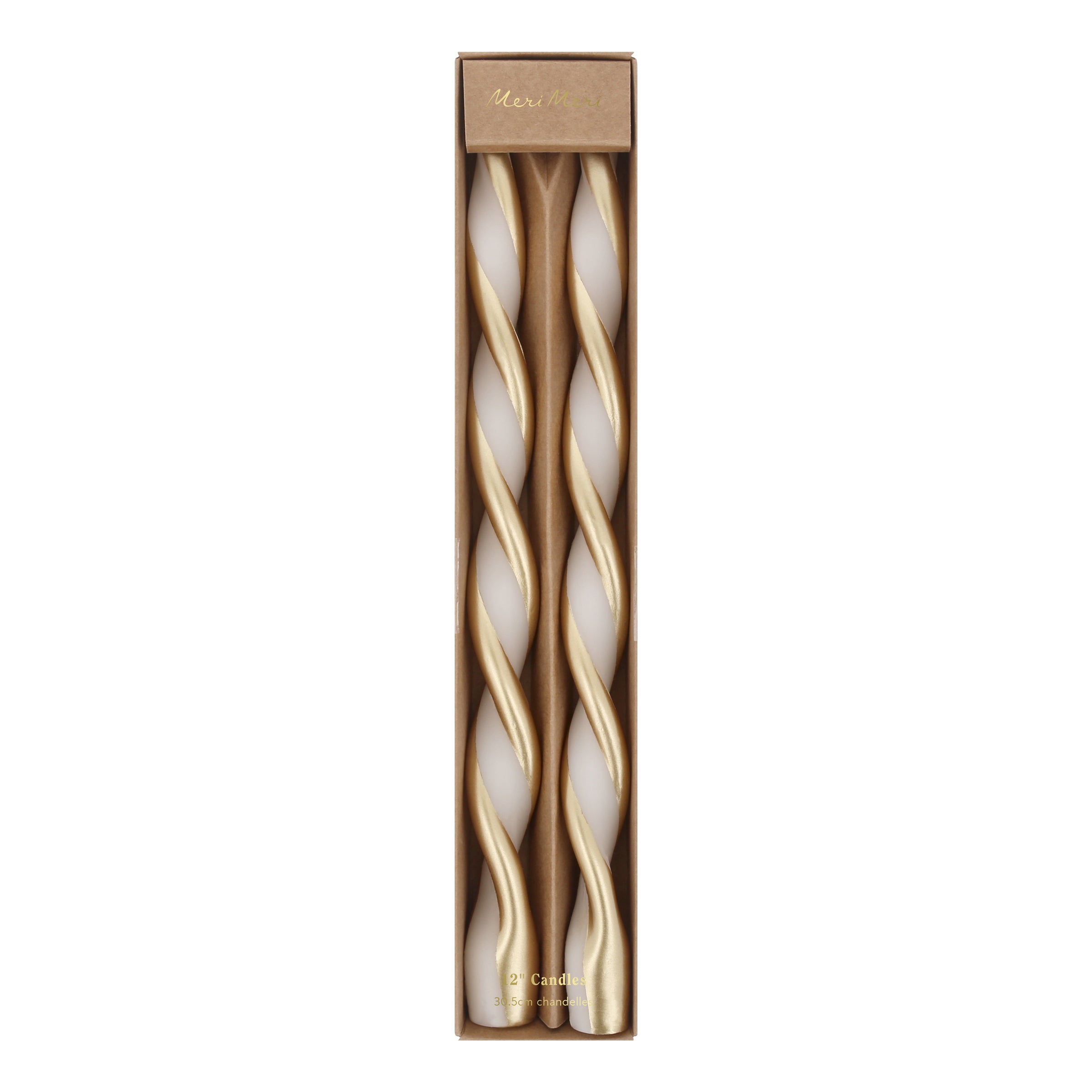 Gold Stripe Twist Candles, Set of 2 - Image 3
