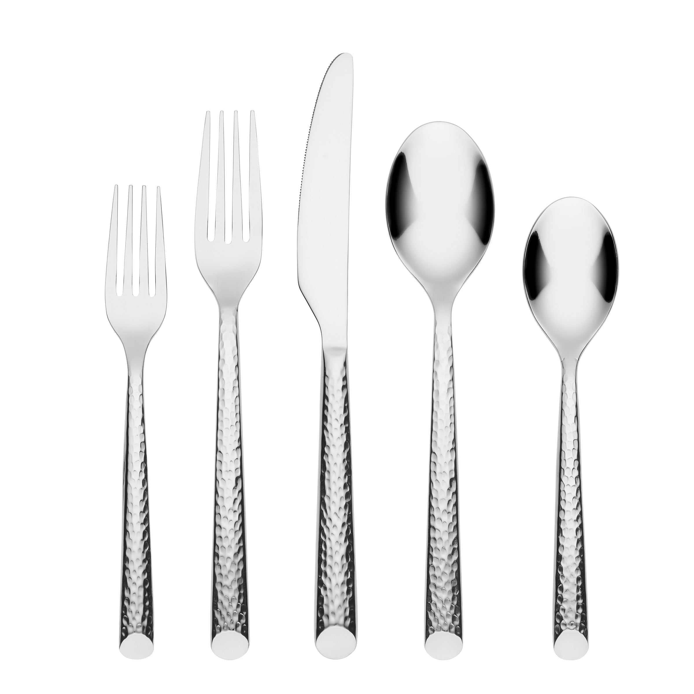 Elsa Mirror Hammered 20 Piece Flatware Set