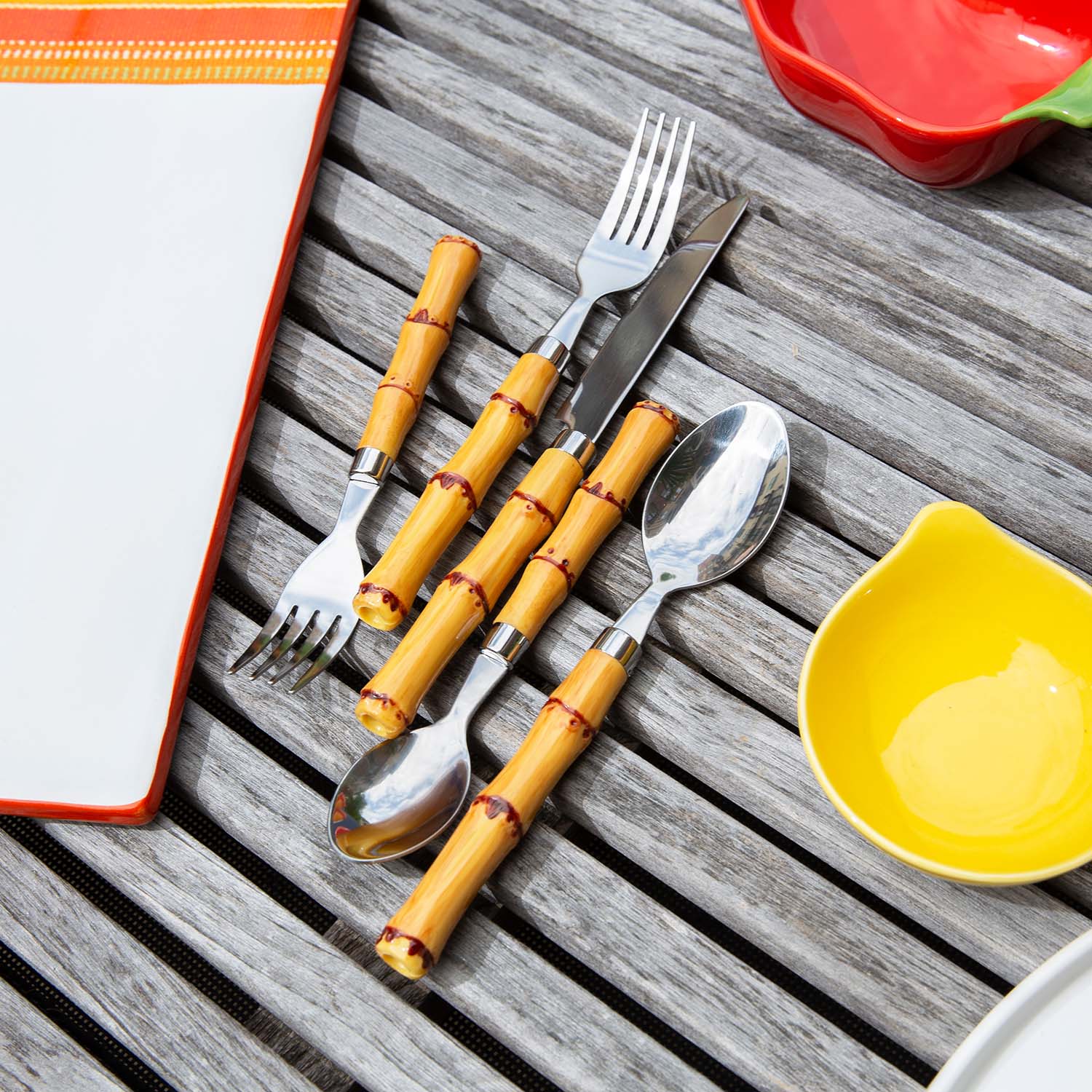 Bamboo Handle 20 Piece Flatware Set - Image 8