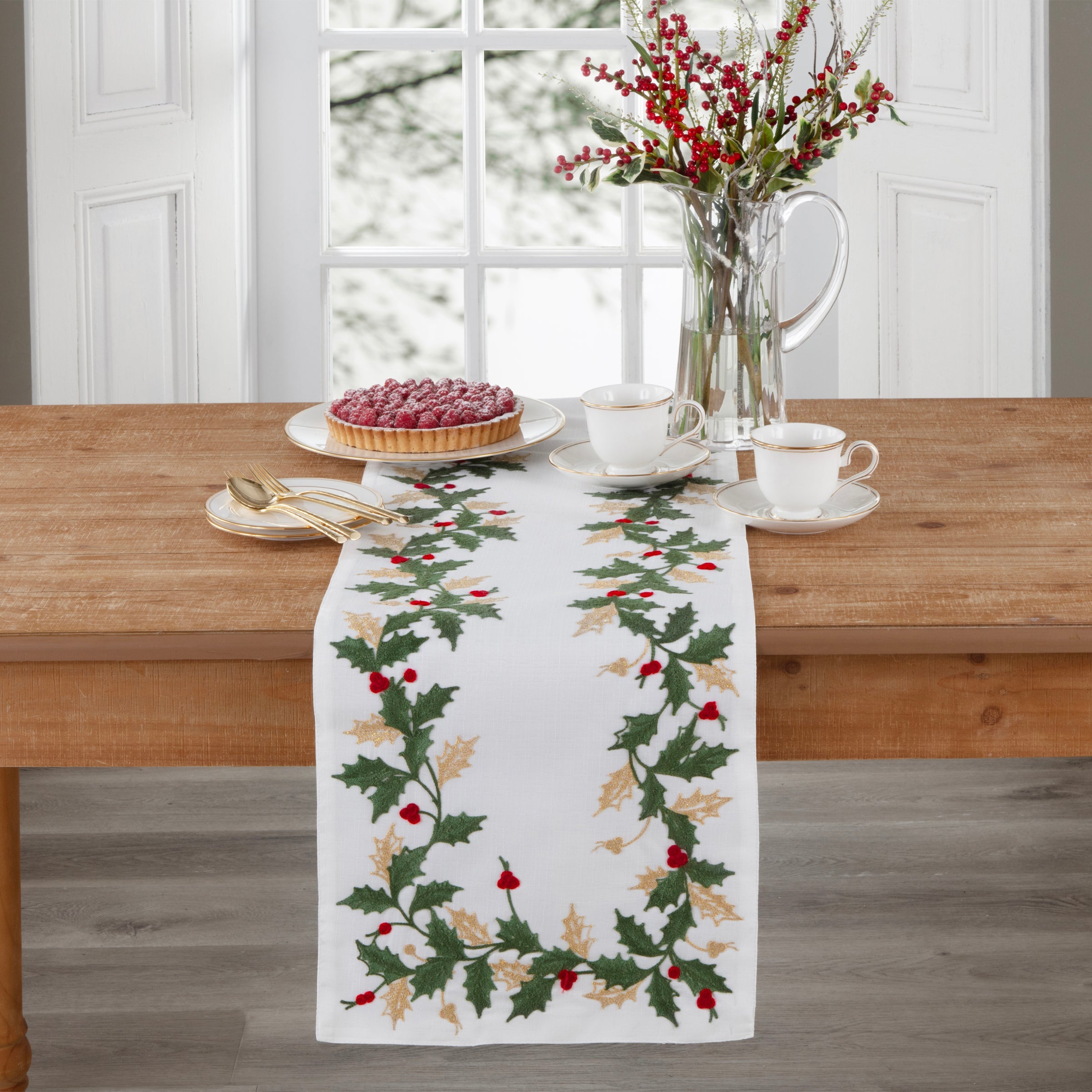 Alternative view of Holiday Embroidered 14X70 Table Runner