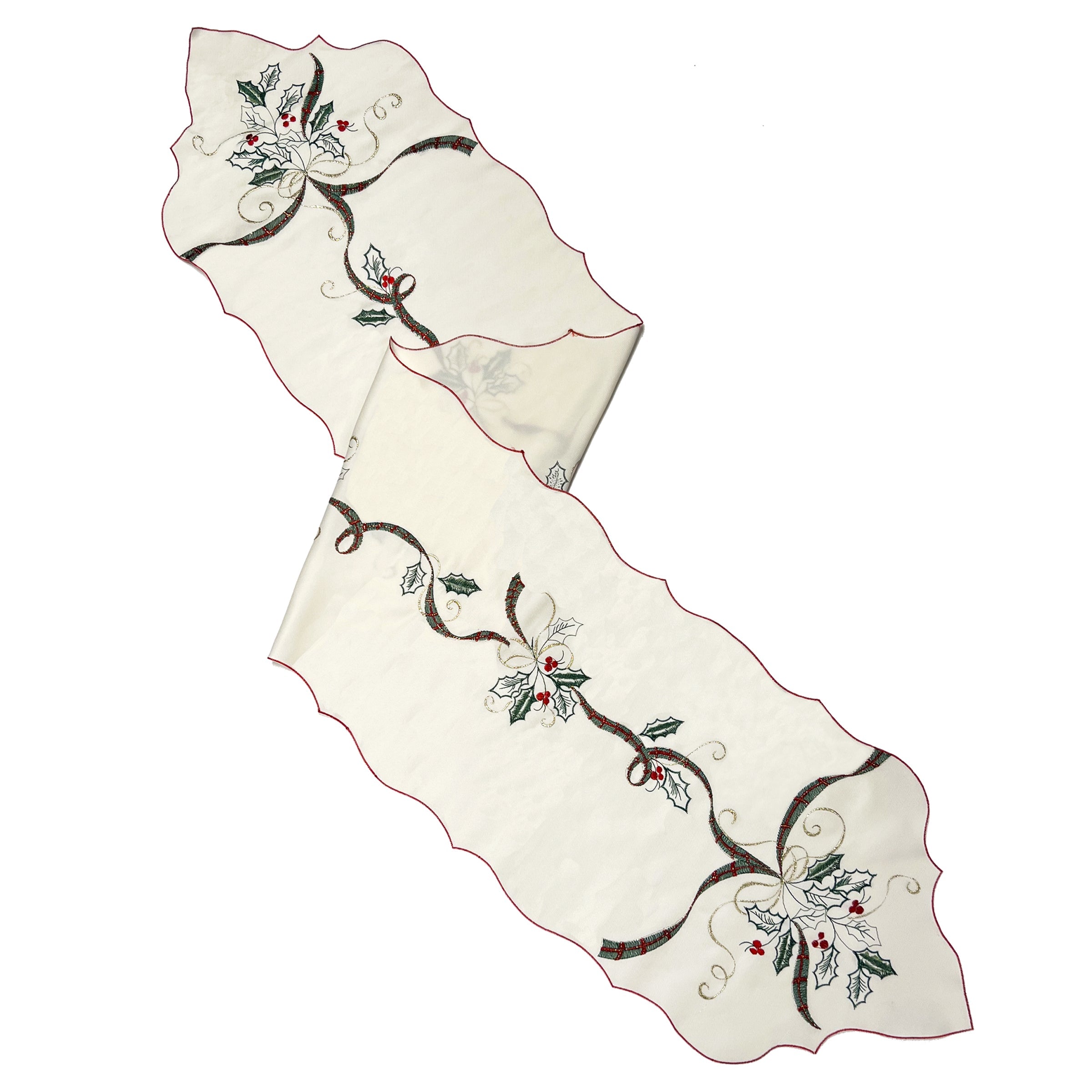 Holiday Nouveau Holly & Berries 14X72 Table Runner