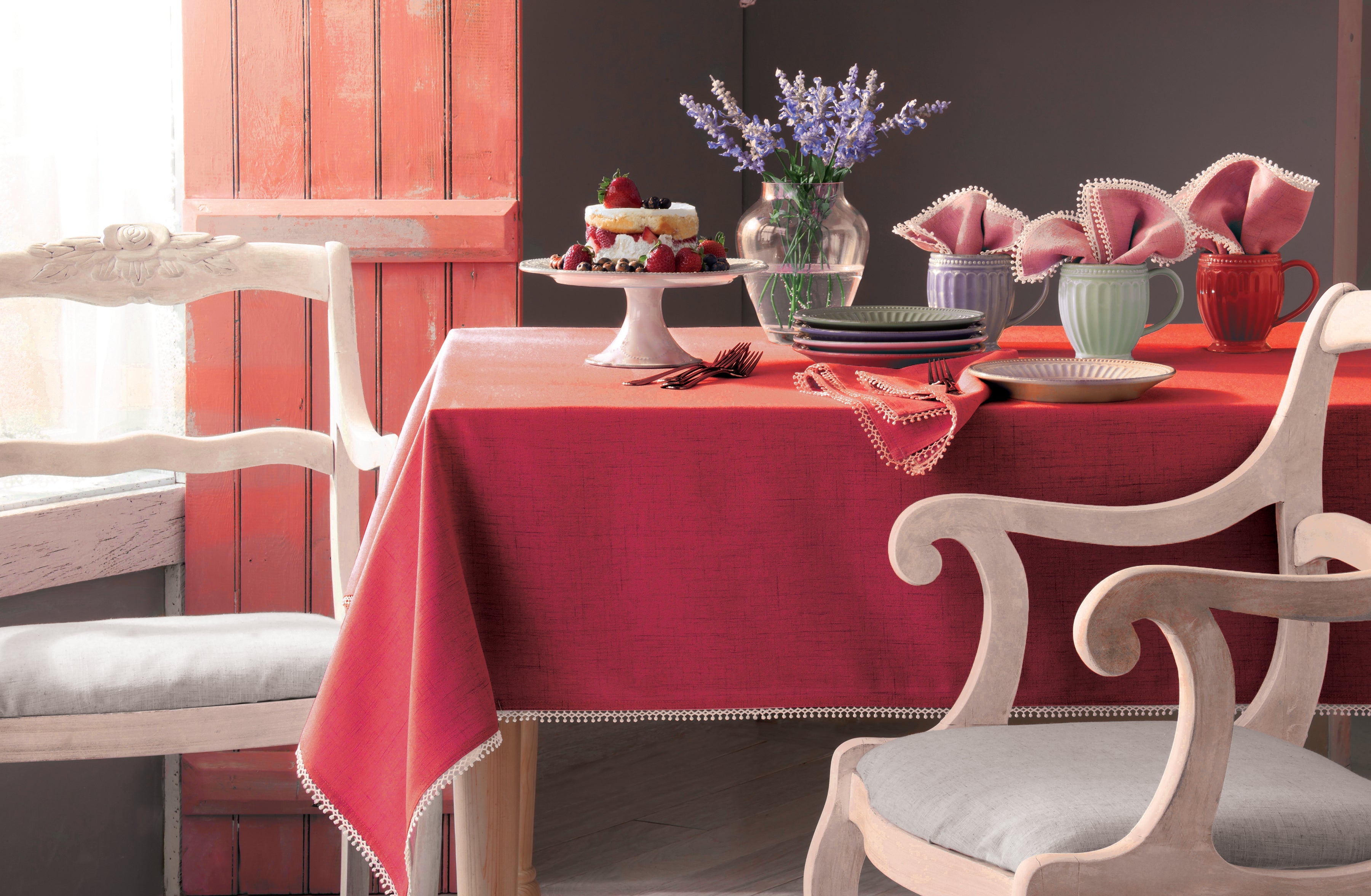 Alternative view of French Perle Red 60X84 Tablecloth