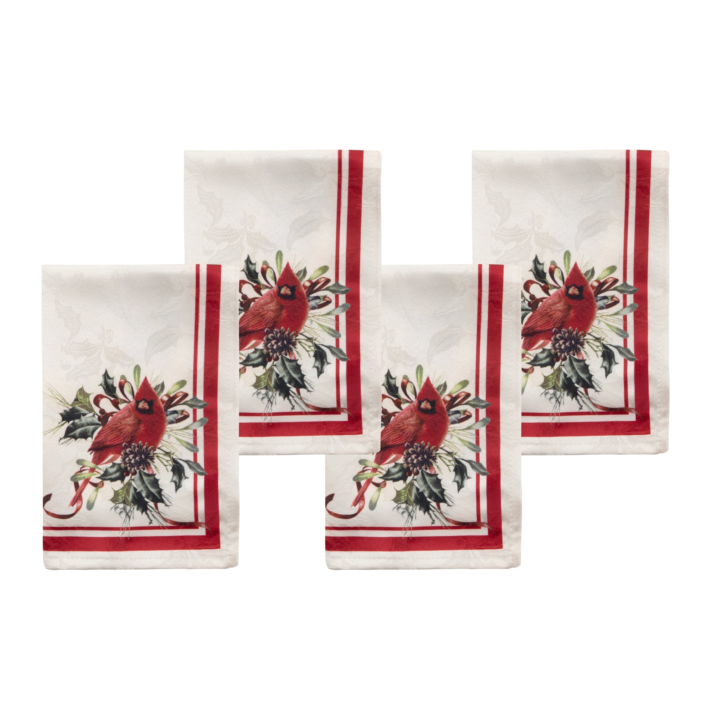 Holiday Winter Greetings Dinner Napkins   Set Of 4