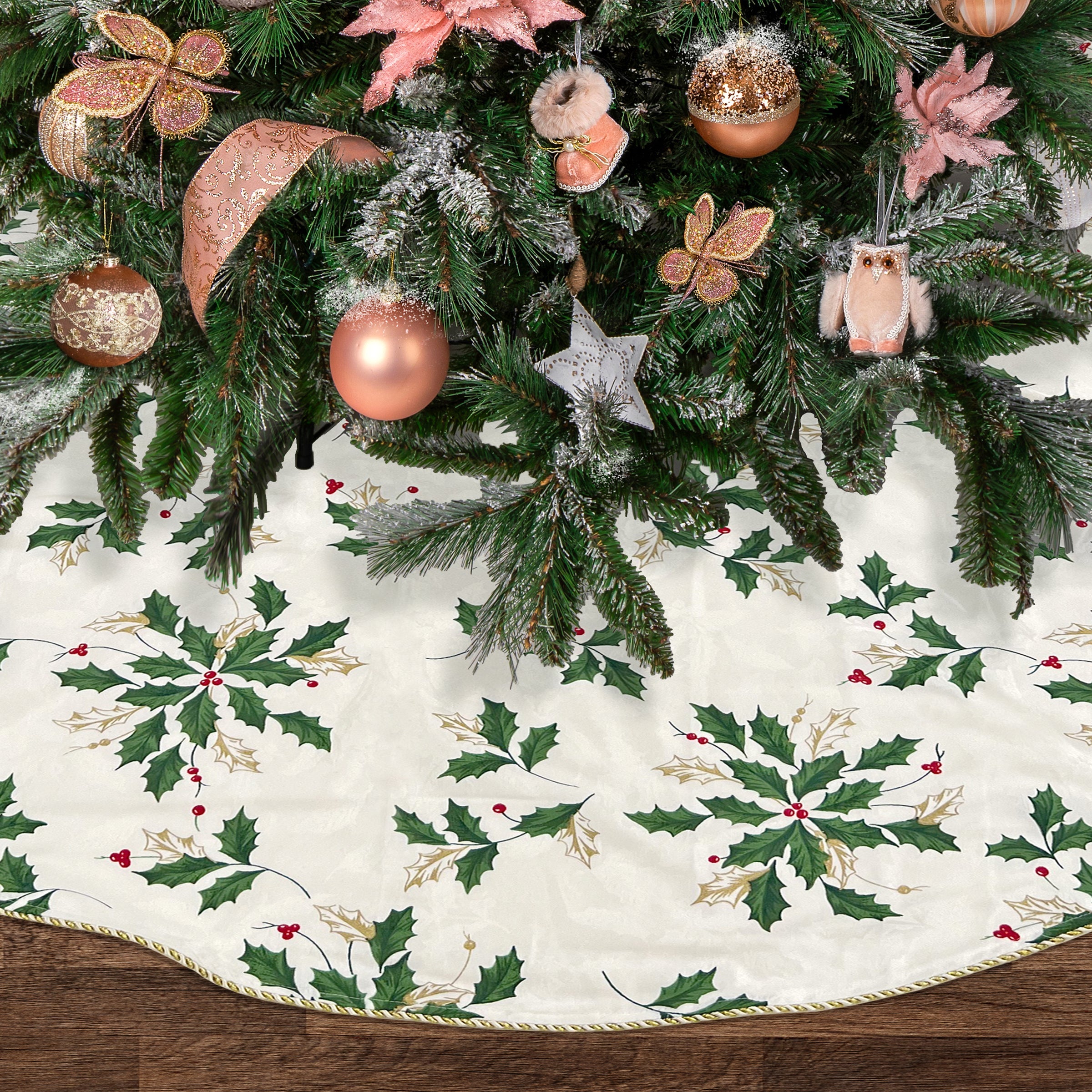Alternative view of Scattered Holly Holiday Tree Skirt