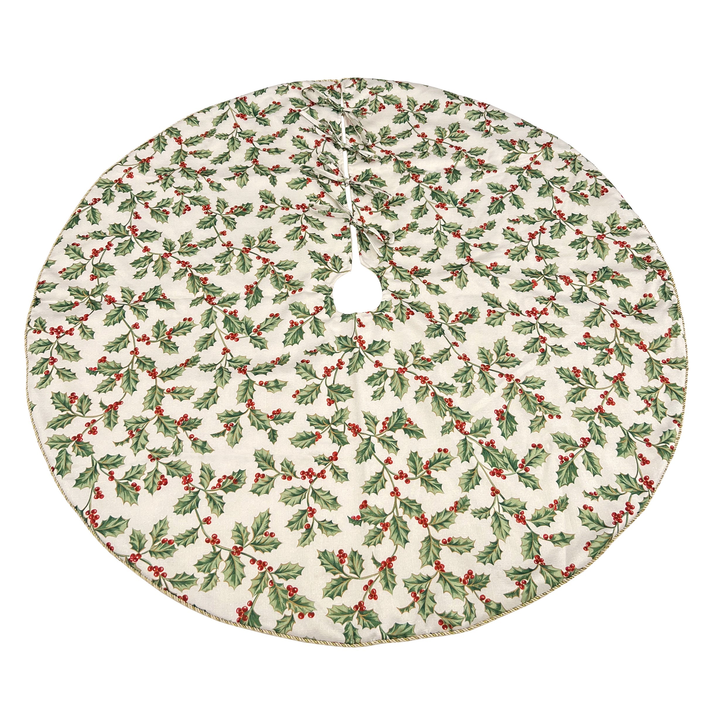 Golden Holly Holiday Tree Skirt