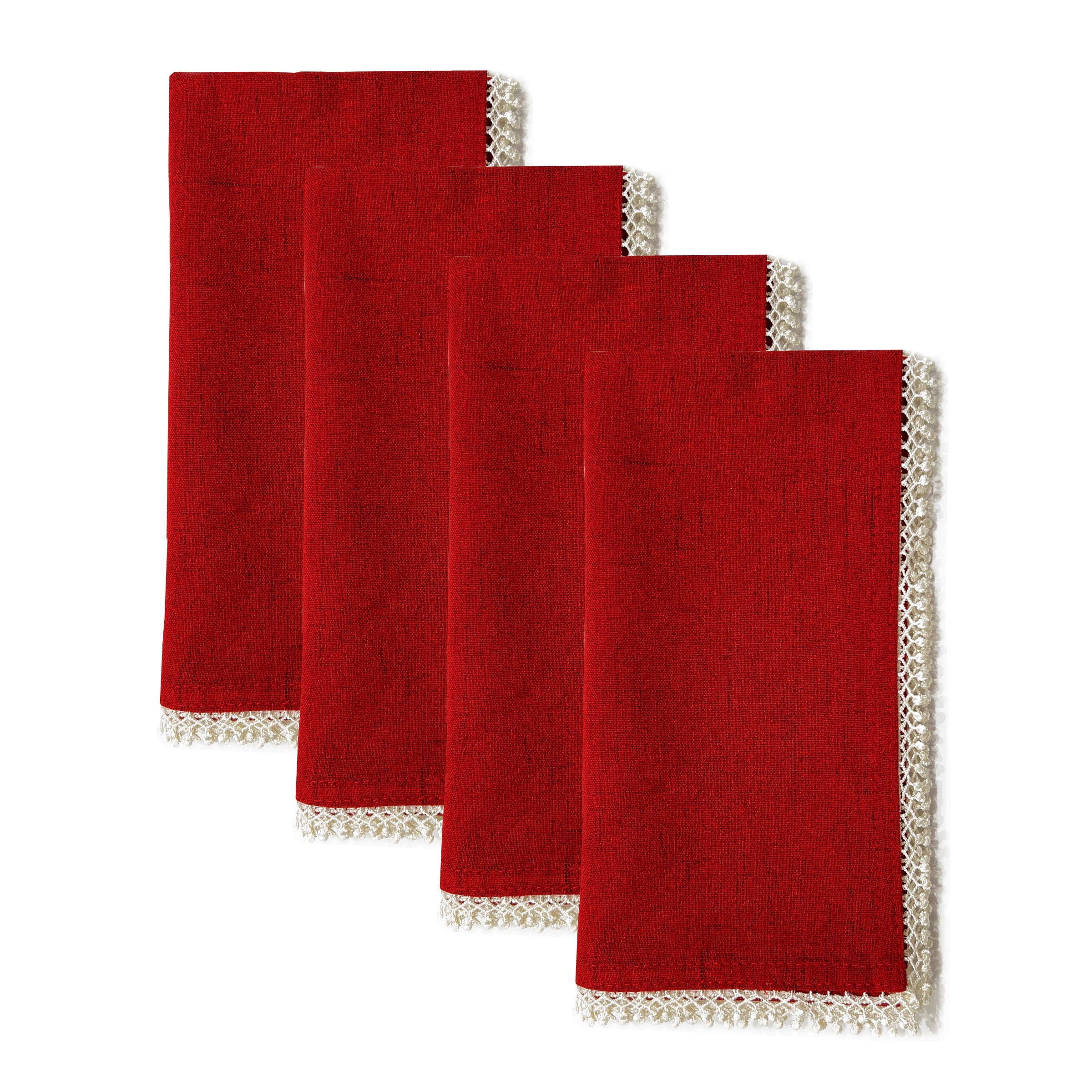 French Perle Red Dinner Napkins   Set Of 4