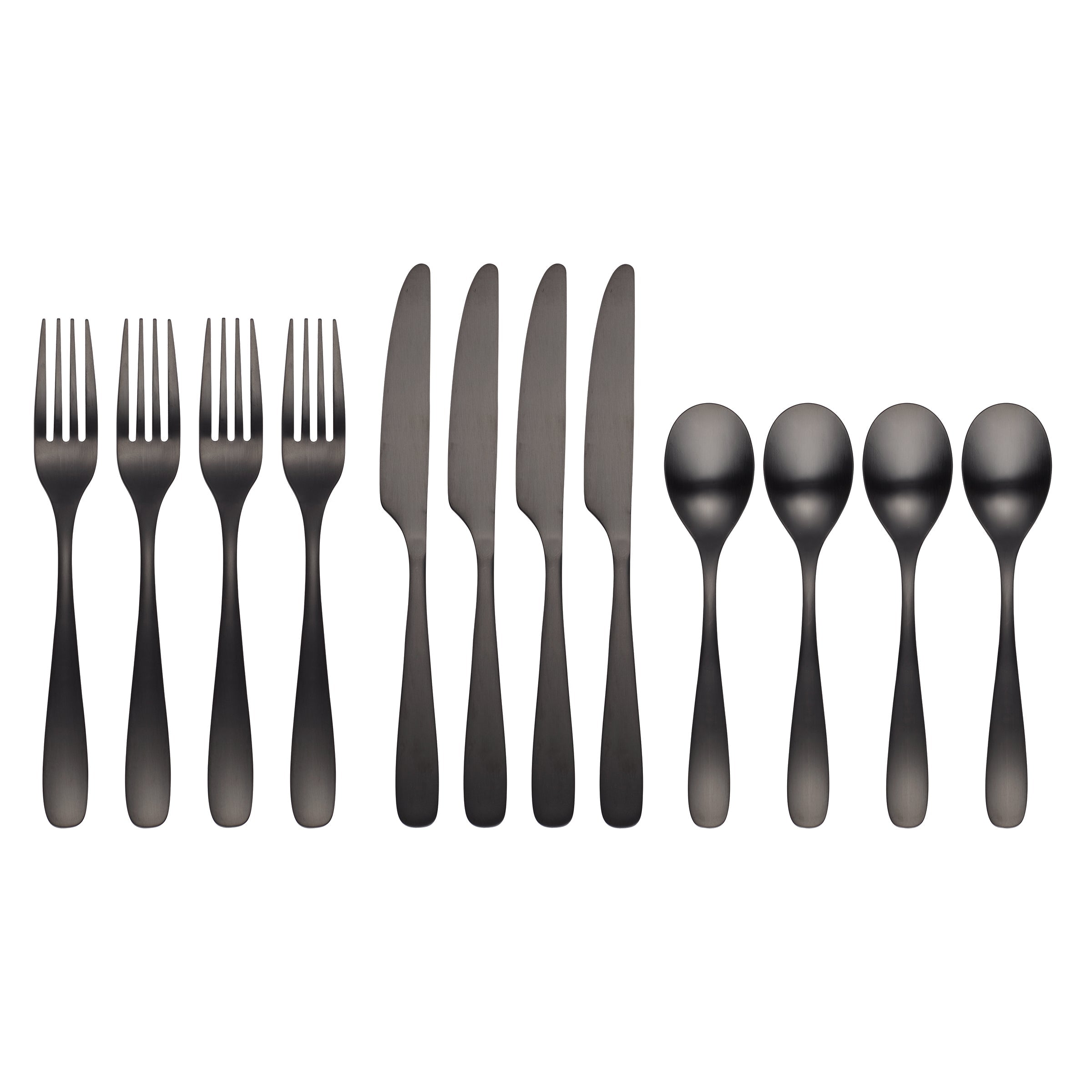 Alternative view of Eliana Black Satin 12 Piece Flatware Set