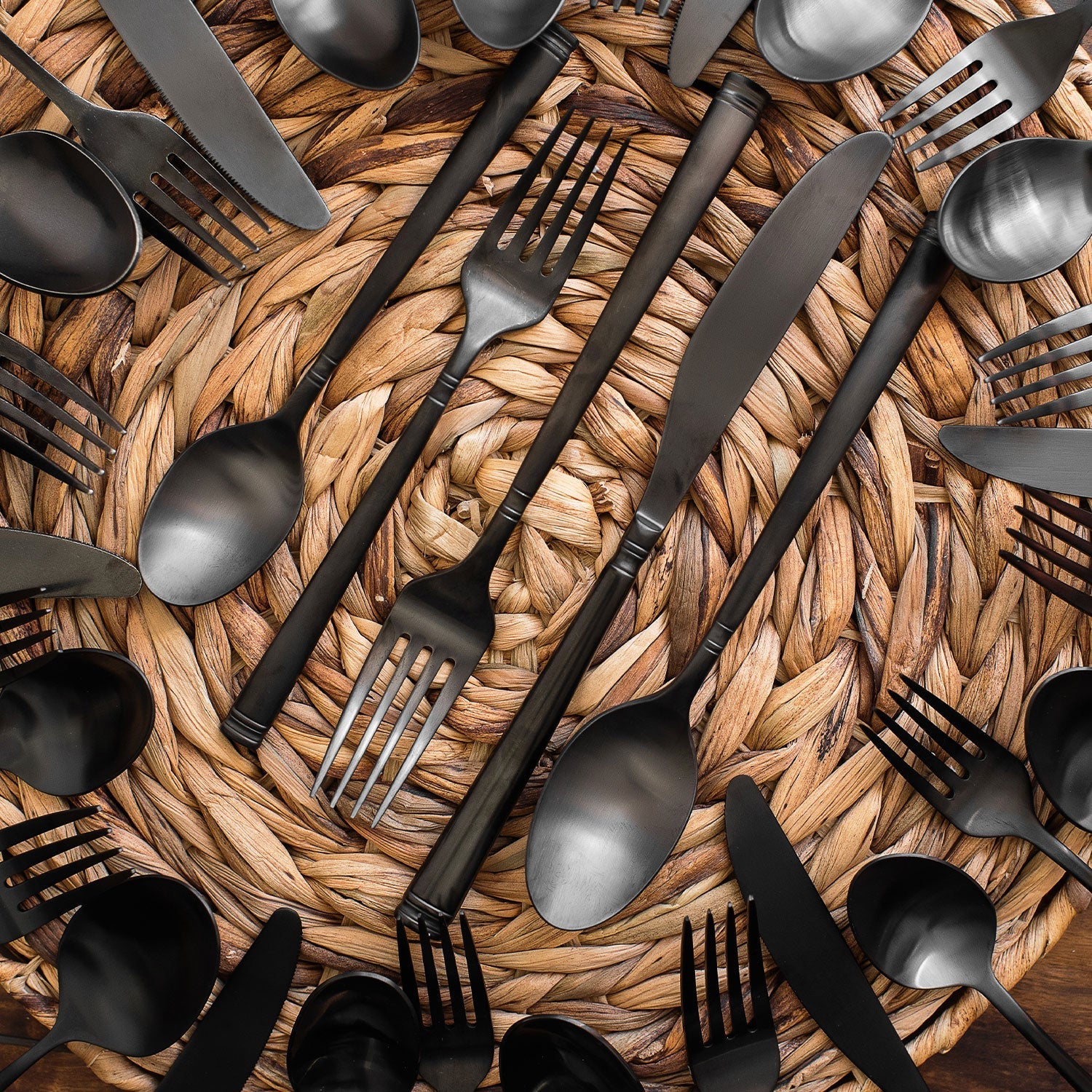 Alternative view of Emmy Black Satin 20 Piece Flatware Set