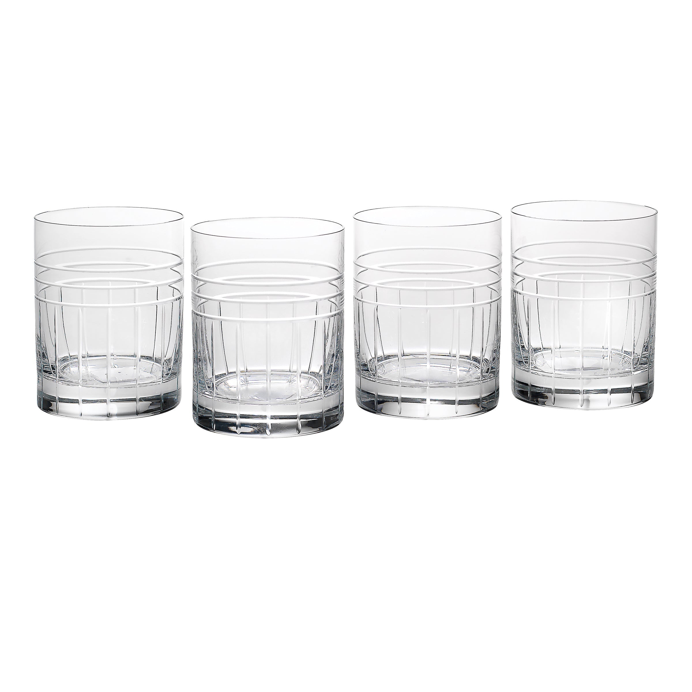 Tempo Crystal Double Old Fashion Glasses   Set Of 4
