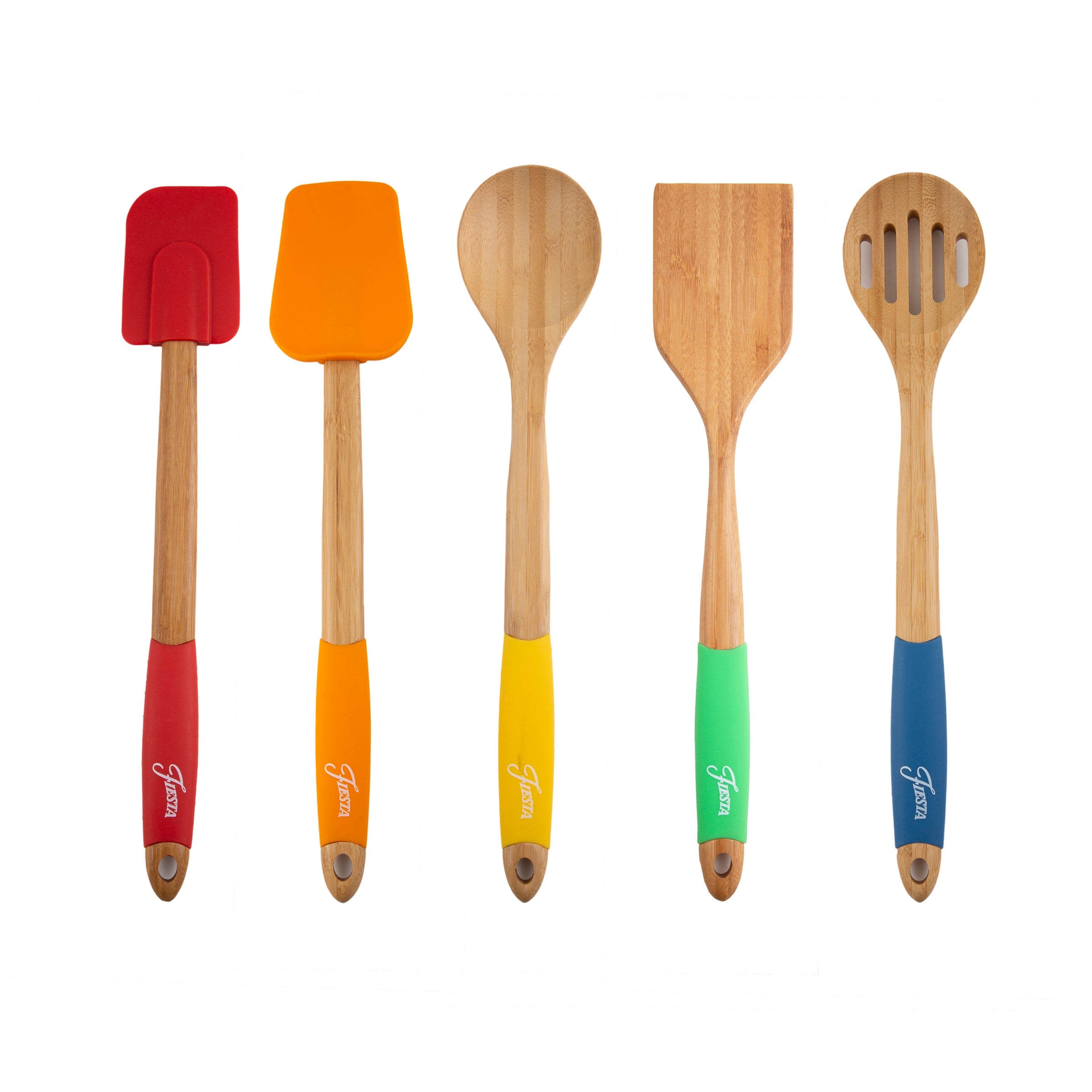 Fiesta Bamboo 5 Piece Silicone Utensil Set
