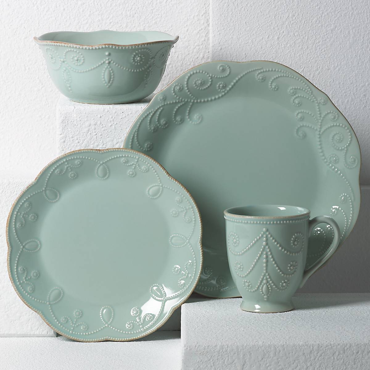 Alternative view of French Perle Blue 4 Piece Place Setting