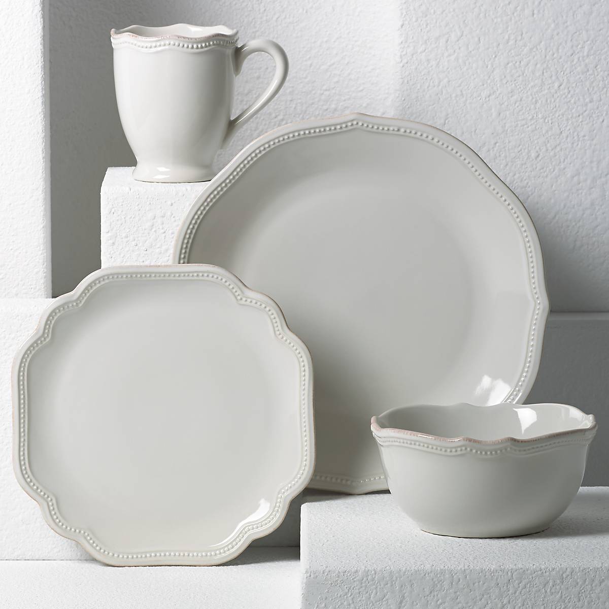 Alternative view of French Perle Bead White 4 Piece Place Setting