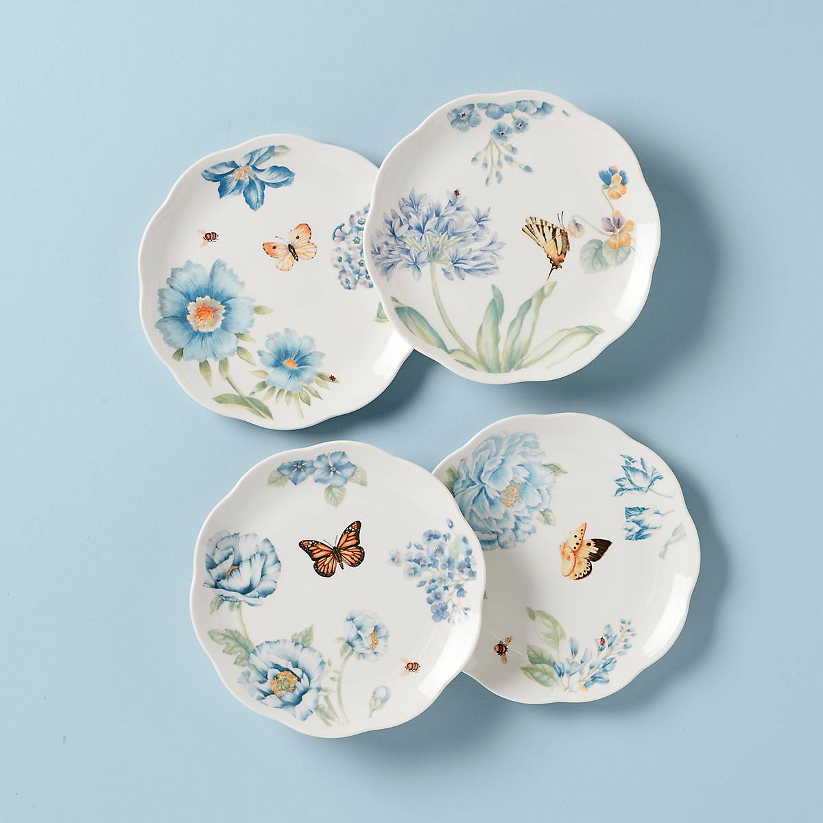 Butterfly Meadow Blue Dessert Plates   Set of 4