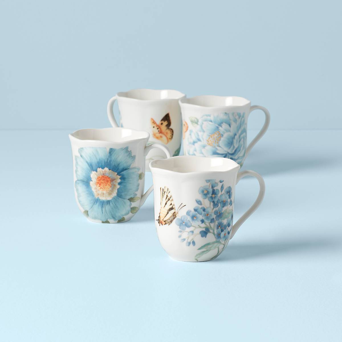 Butterfly Meadow Blue Mugs   Set of 4