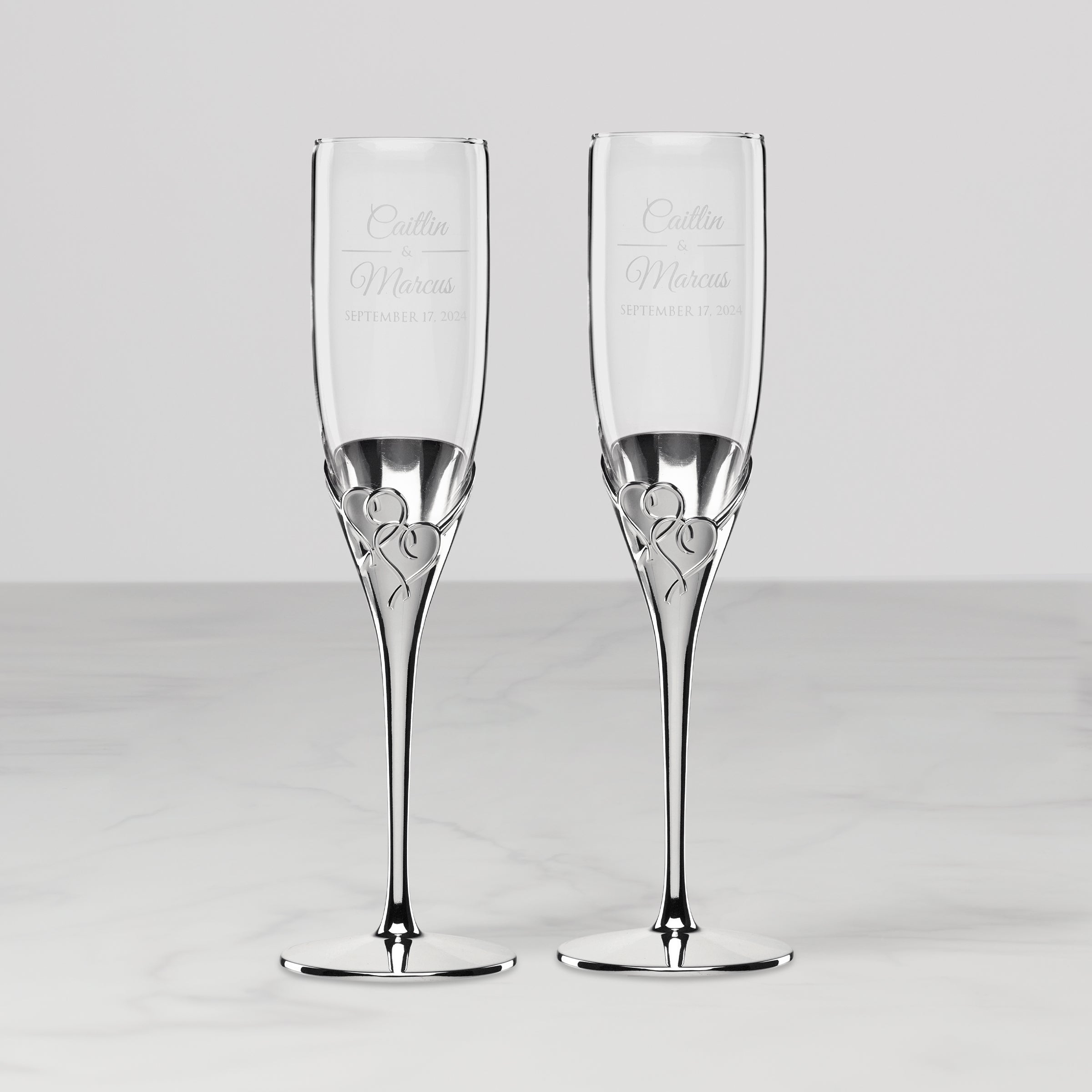 Personalized True Love 2 Piece Toasting Flute Set