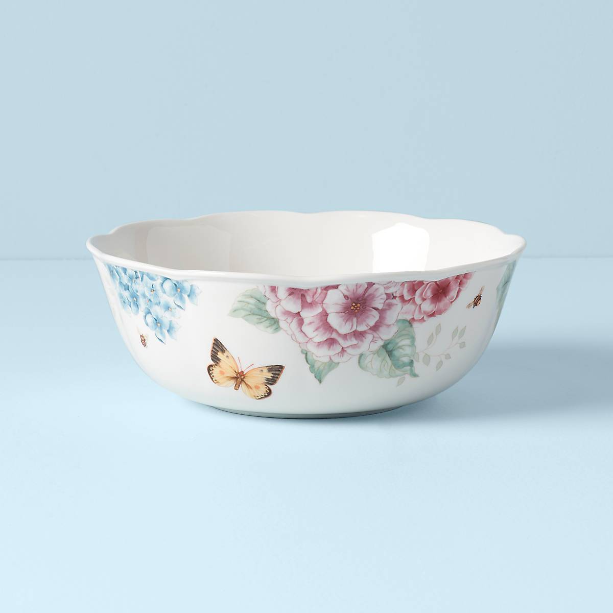 Alternative view of Butterfly Meadow Hydrangea Large Serving Bowl
