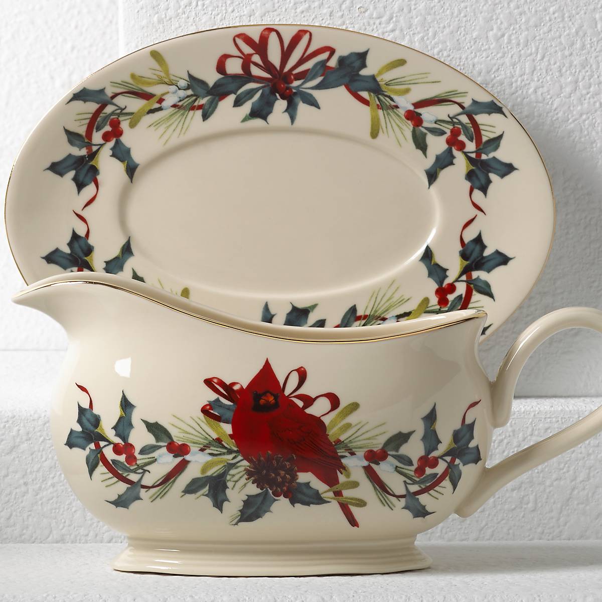 Alternative view of Winter Greetings Gravy Boat & Stand