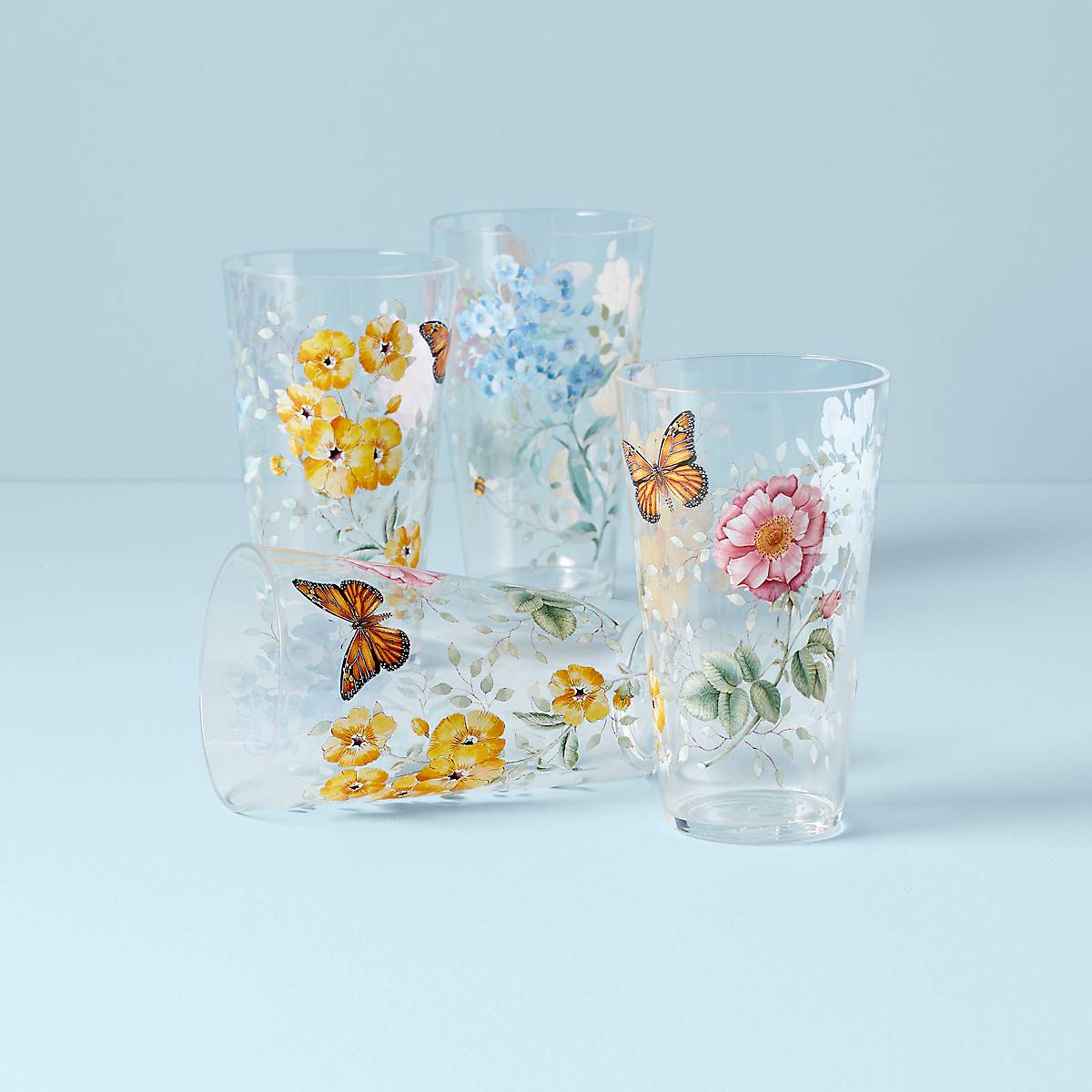 Butterfly Meadow Acrylic Highball Glasses Set Of 4