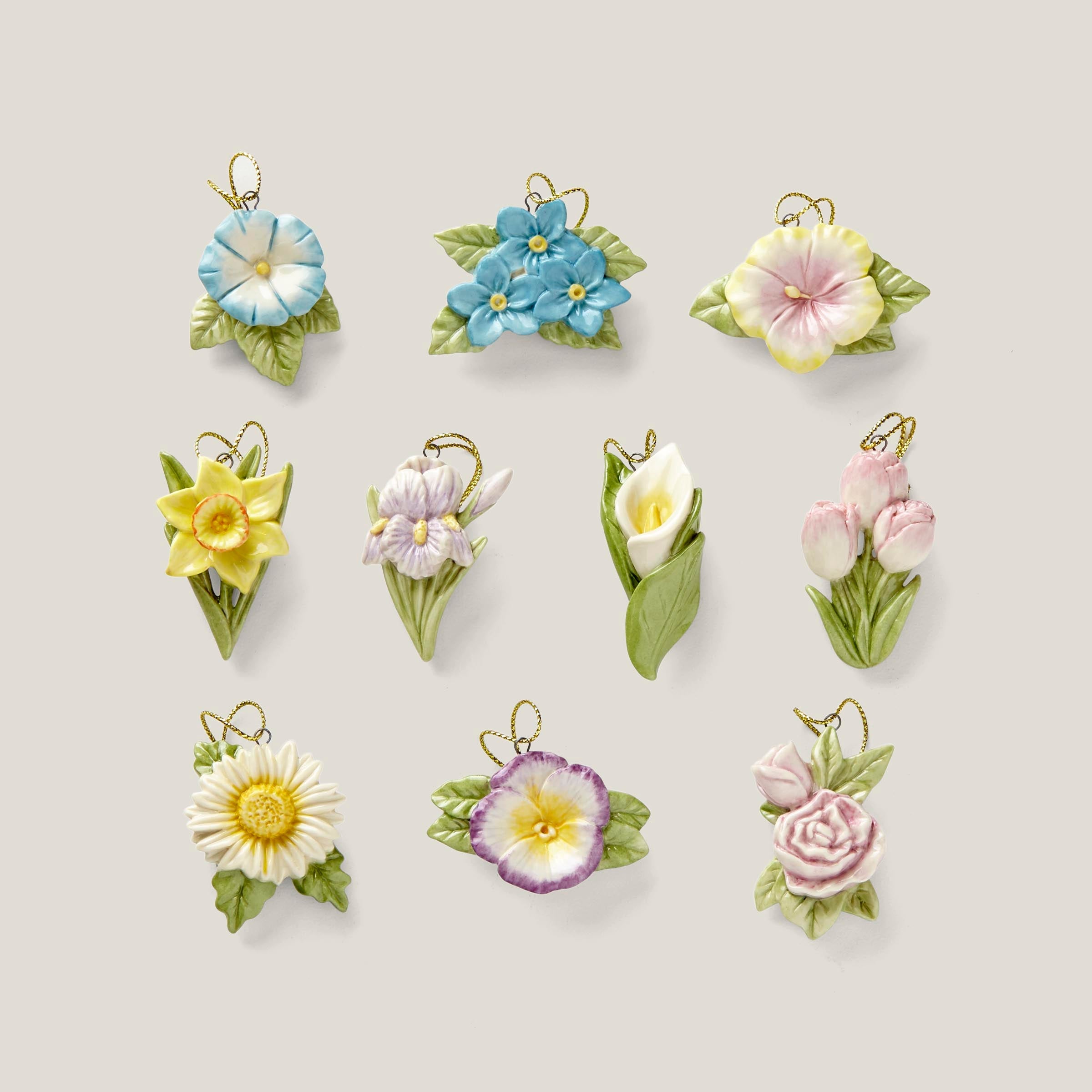 Celebrate Flowers 10 Piece Mini Ornament Set