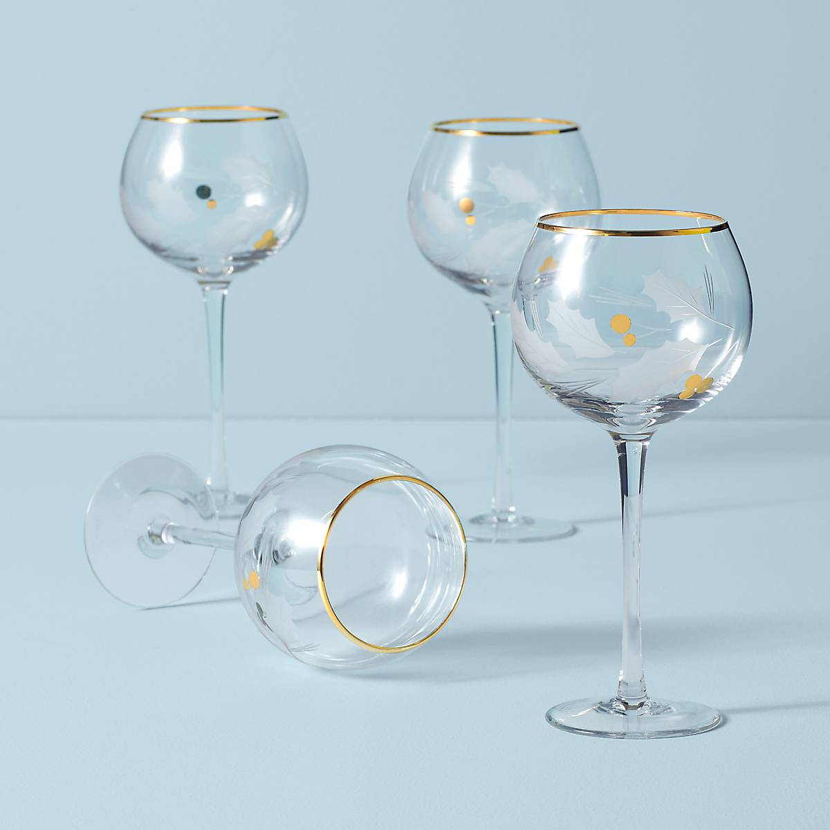 Holiday Gold Balloon Glasses Set Of 4