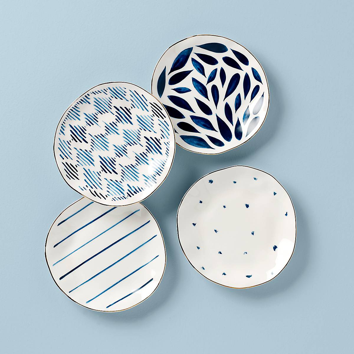 Blue Bay Tidbit Plates   Set of 4