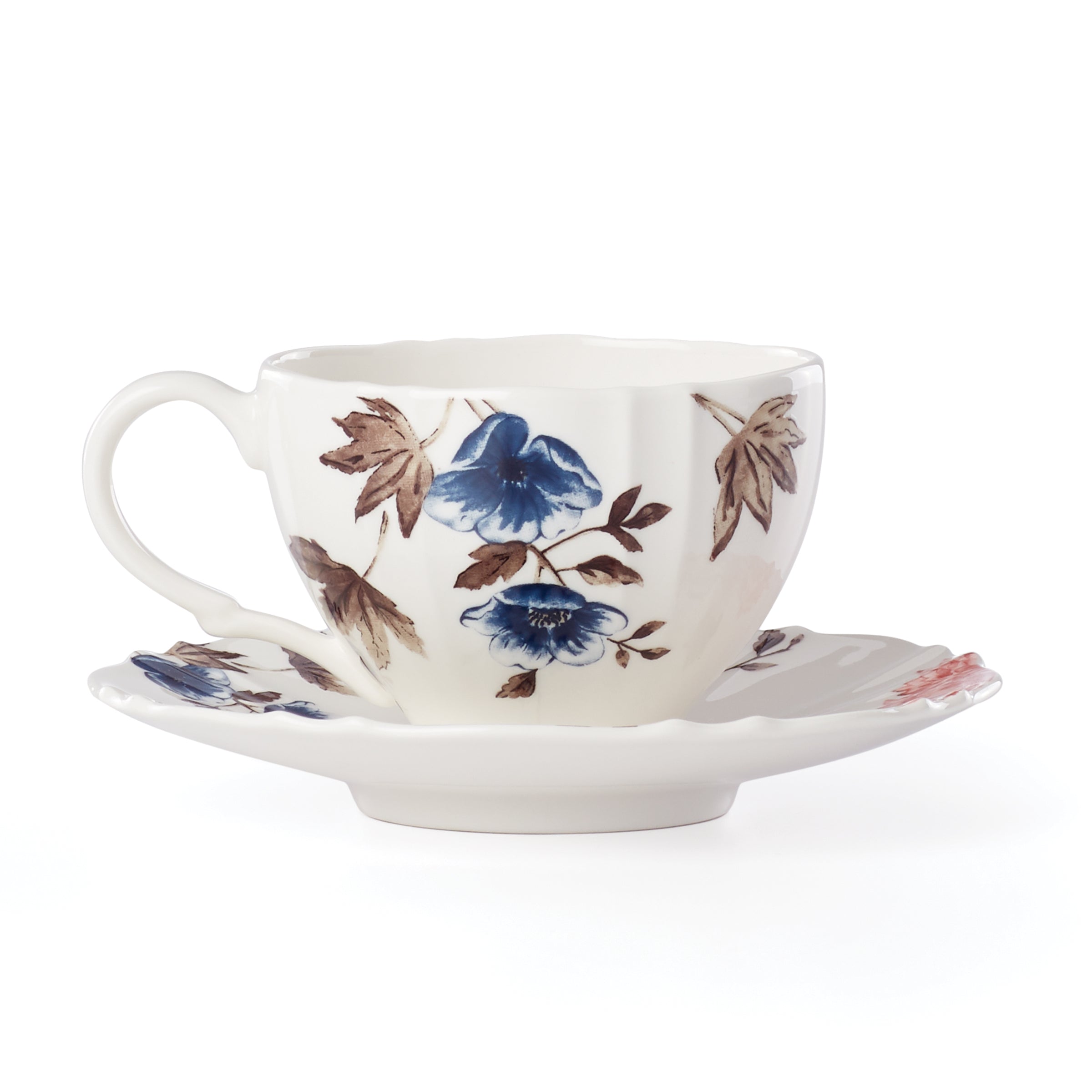 Alternative view of Sprig & Vine Teacup & Saucer   White