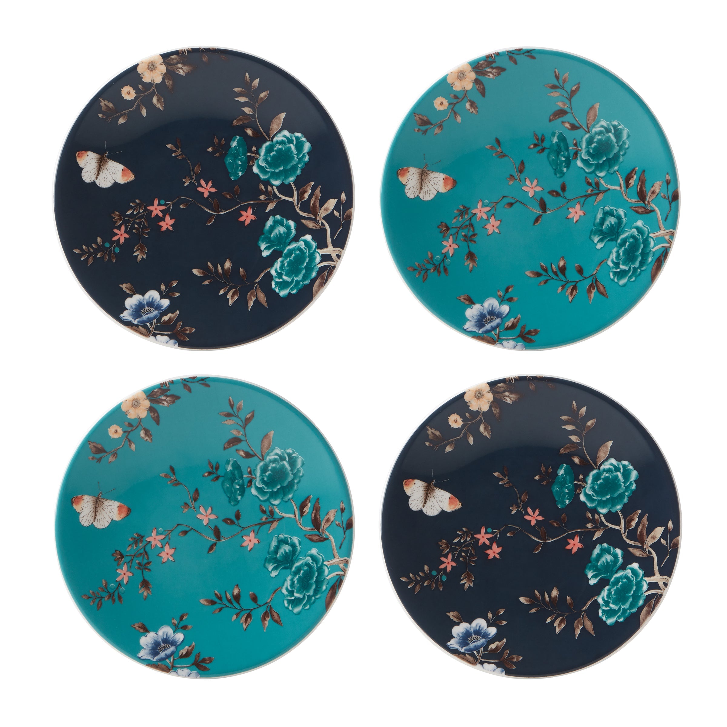 Alternative view of Sprig & Vine Tidbit Plates   Set of 4