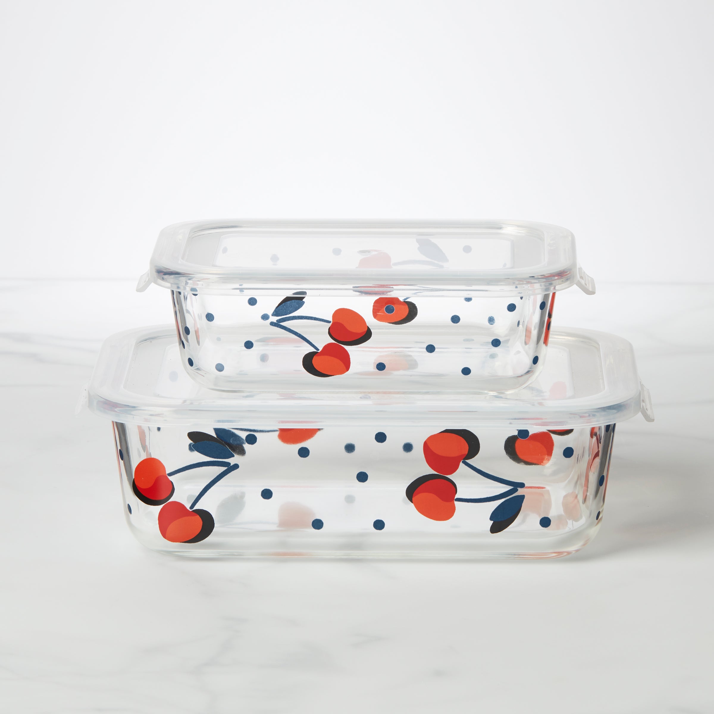Vintage Cherry Dot 2 Piece Rectangular Storage Set