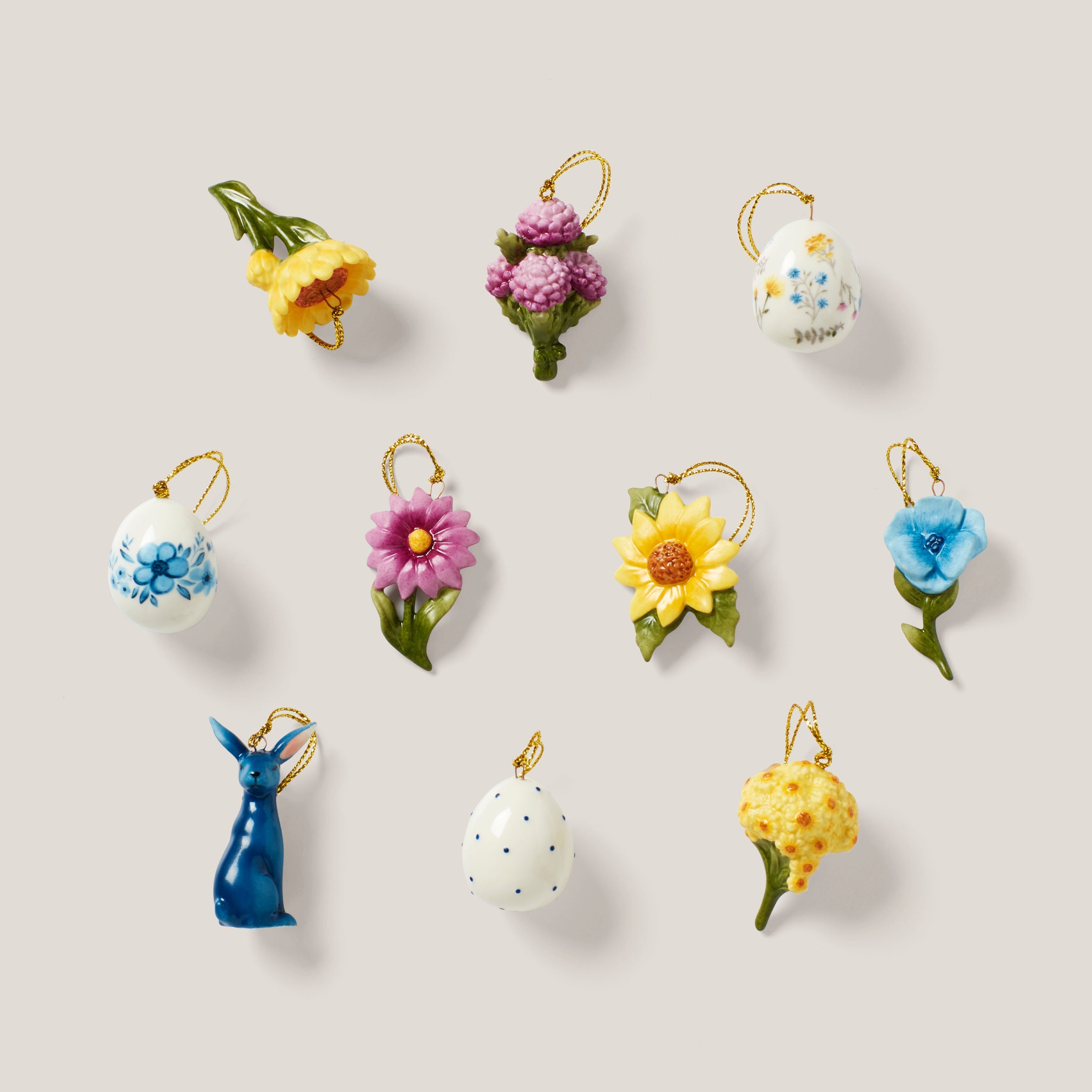 Floral Easter 10 Piece Mini Ornament Set