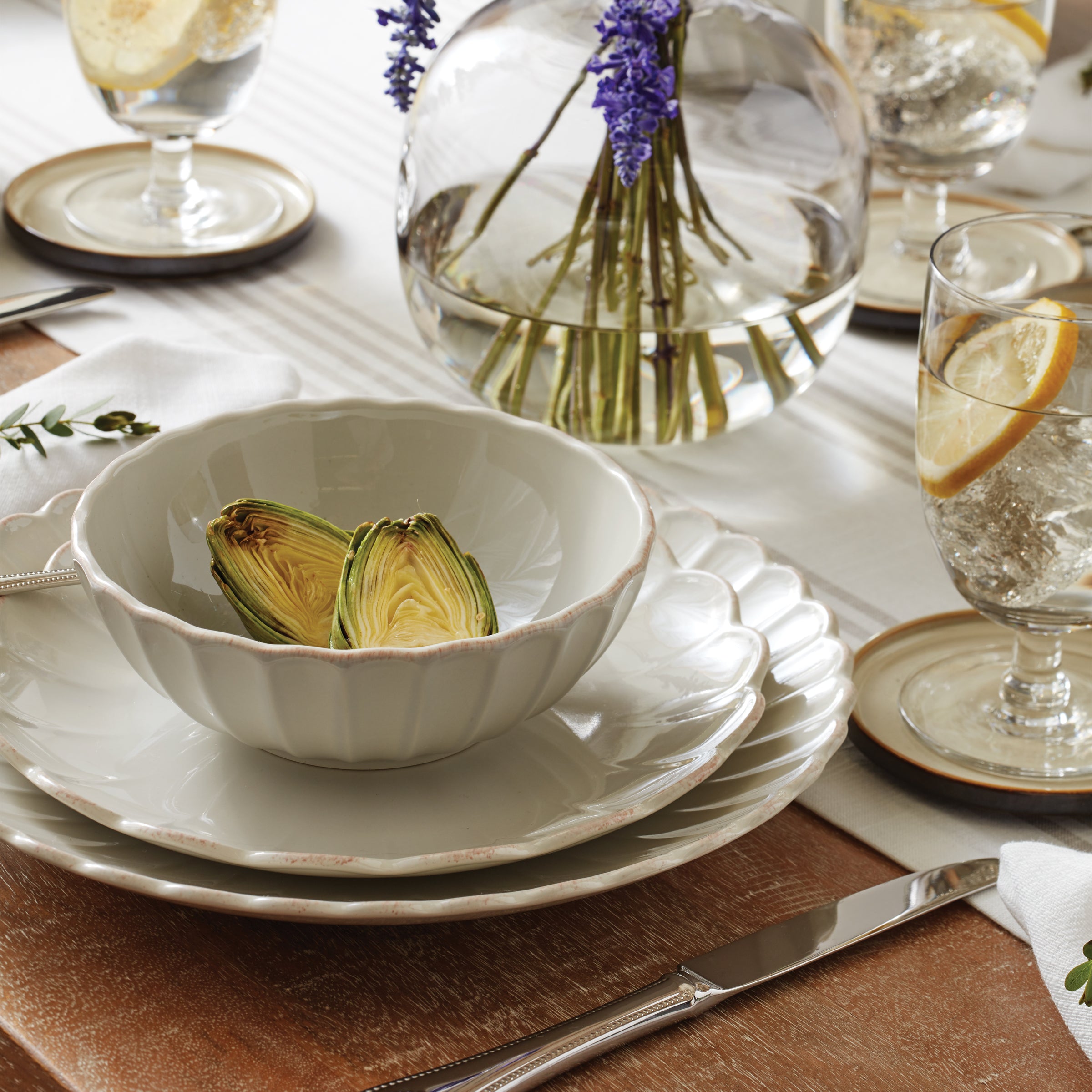 French Perle Scallop White 18 Piece Dinnerware Set - Image 5