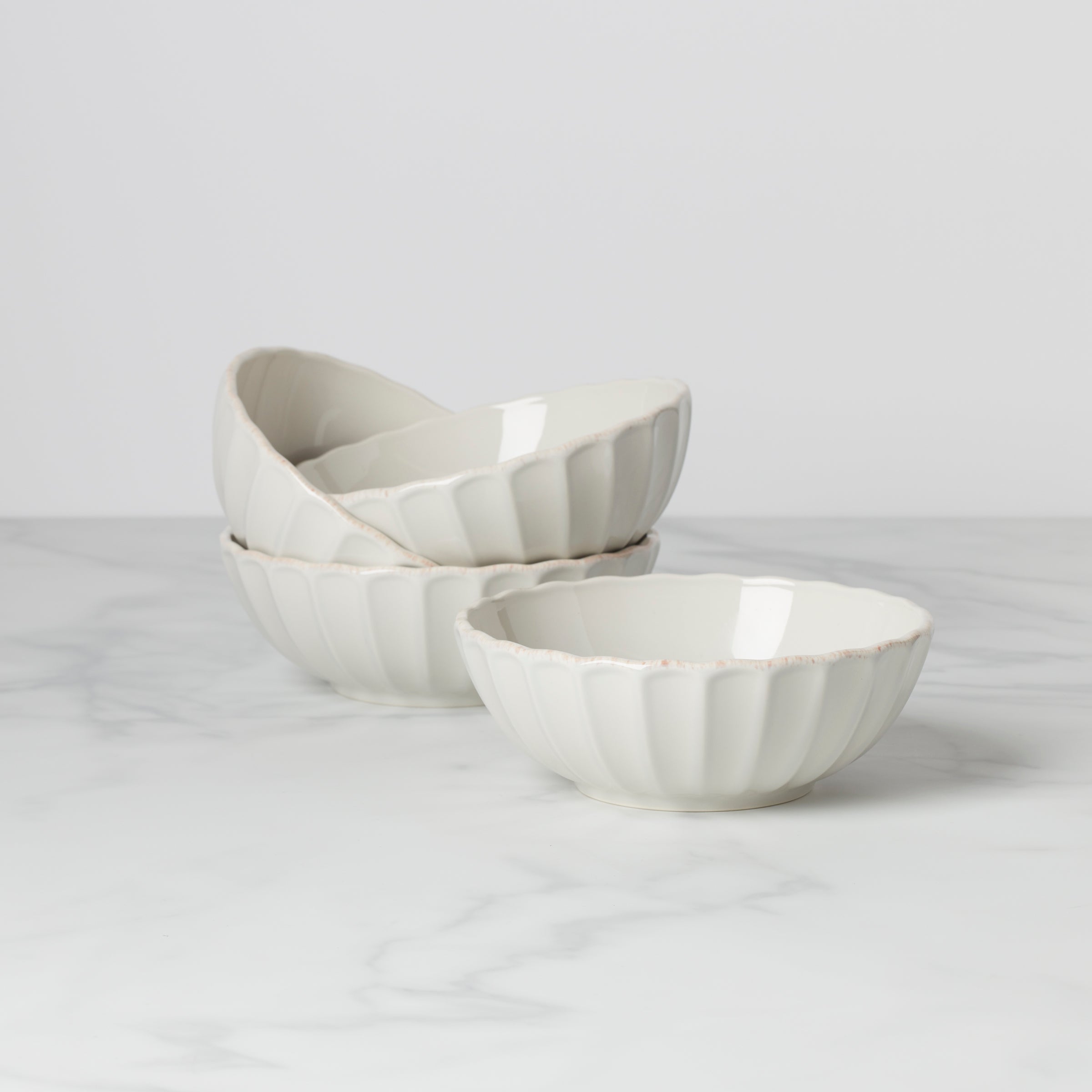 French Perle Scallop All Purpose Bowls Set of 4
