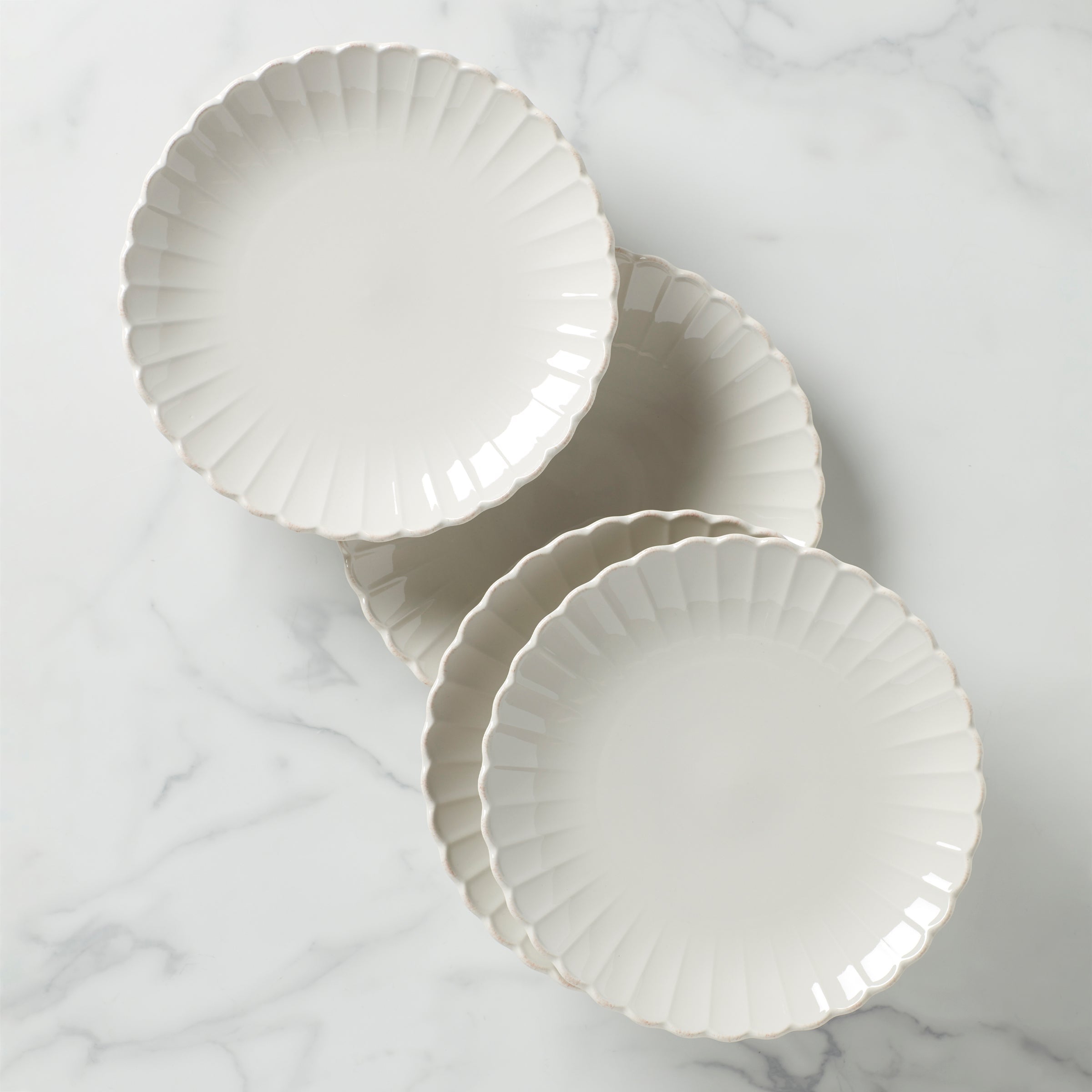 French Perle Scallop Dinner Plates Set of 4
