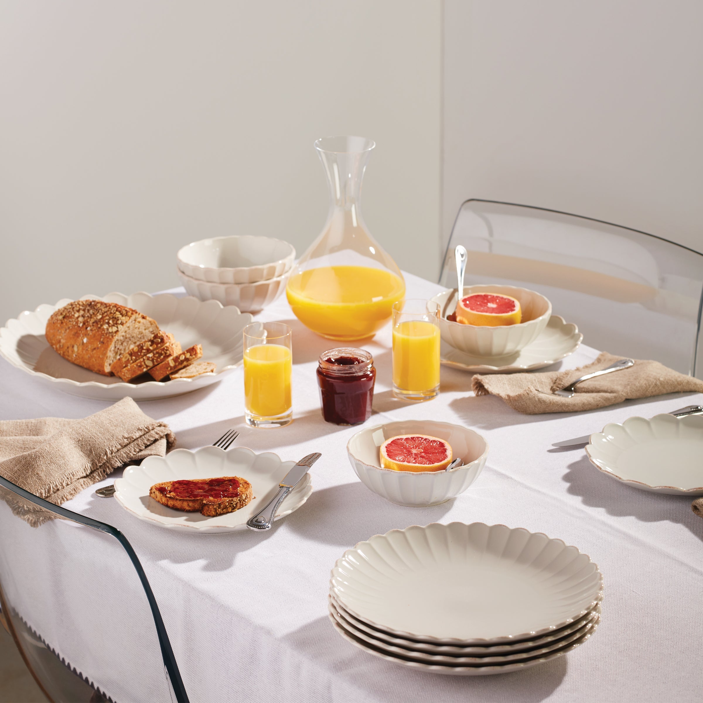 French Perle Scallop Dinner Plates Set of 4 - Image 11