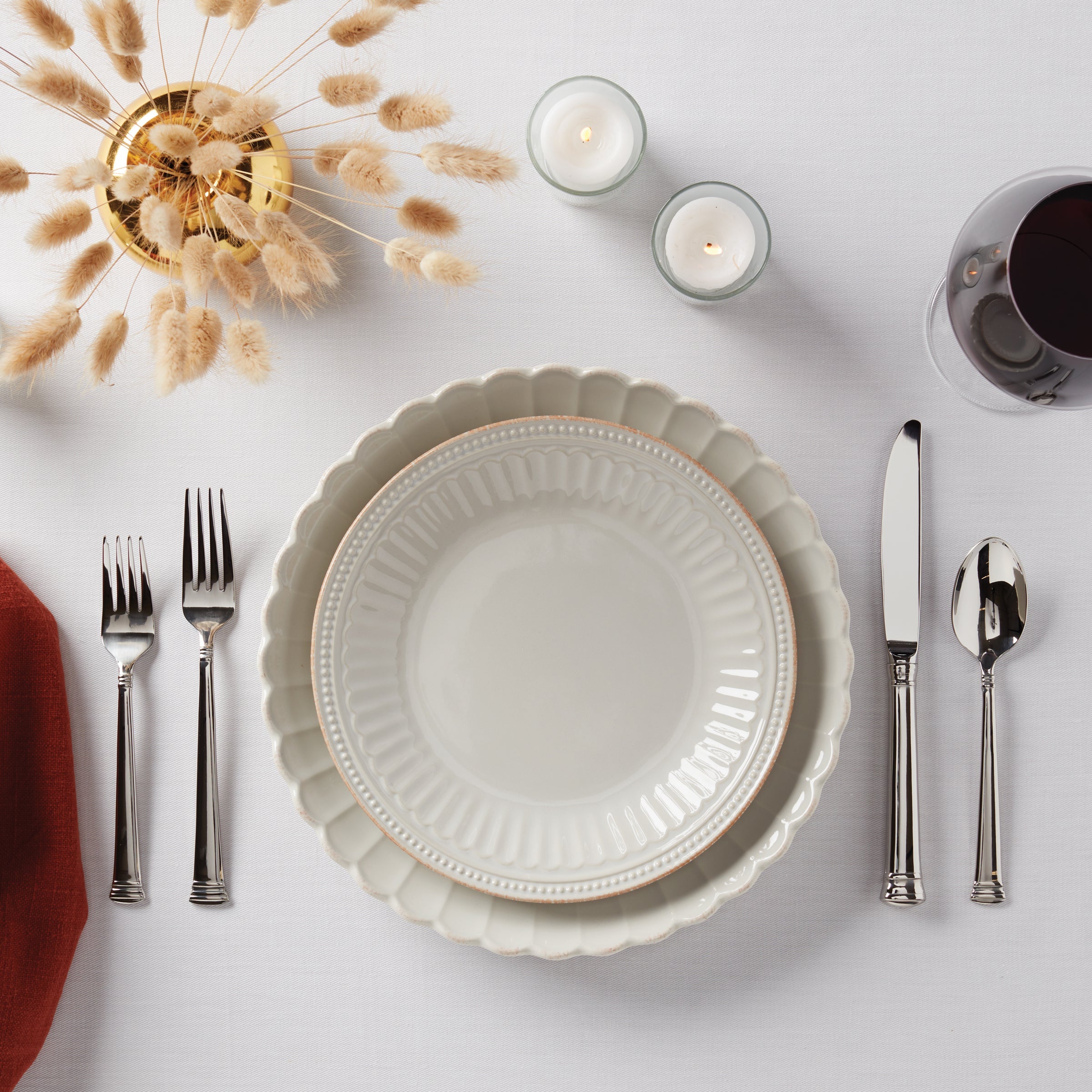 French Perle Scallop Dinner Plates Set of 4 - Image 8