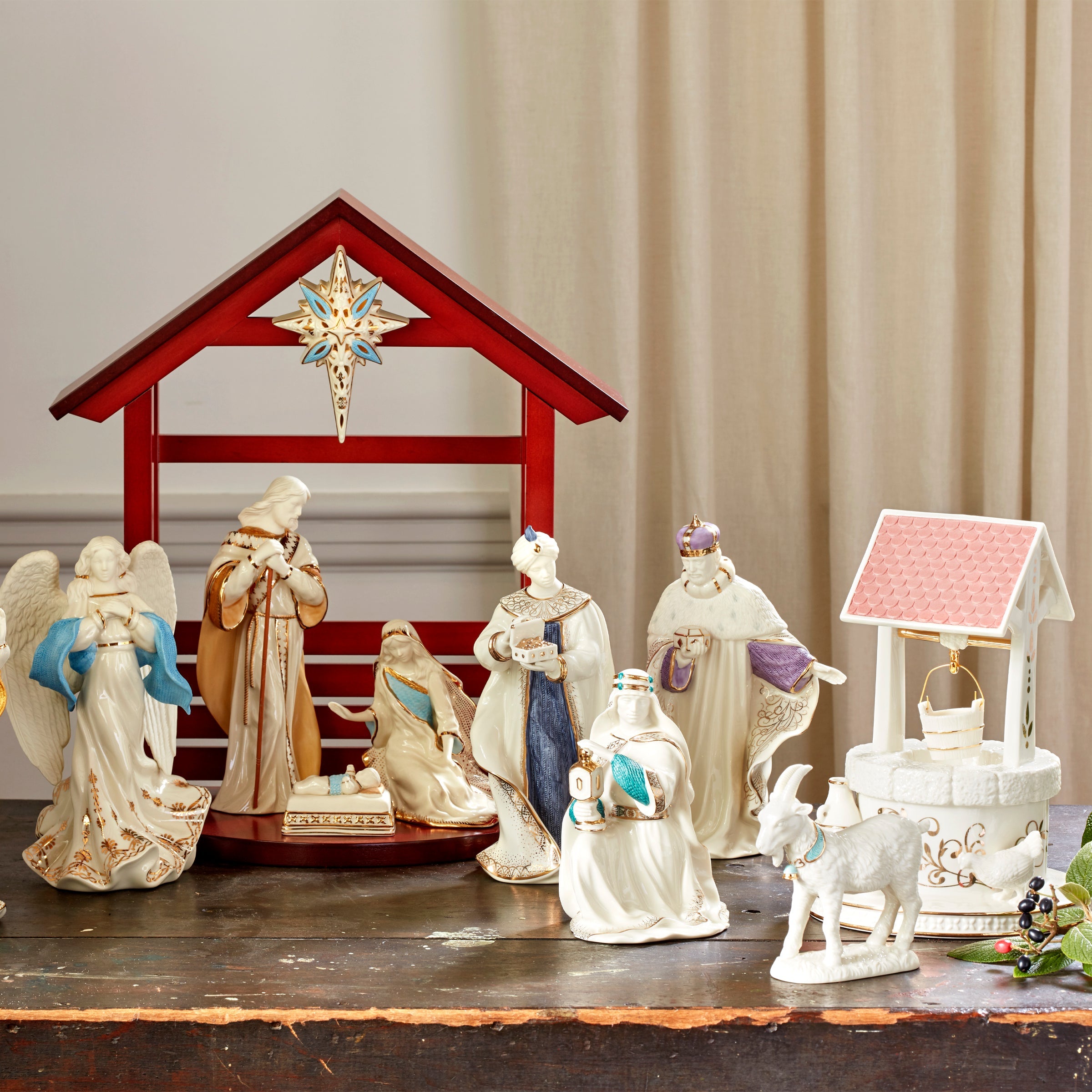 Alternative view of First Blessing Nativity Goat Figurine