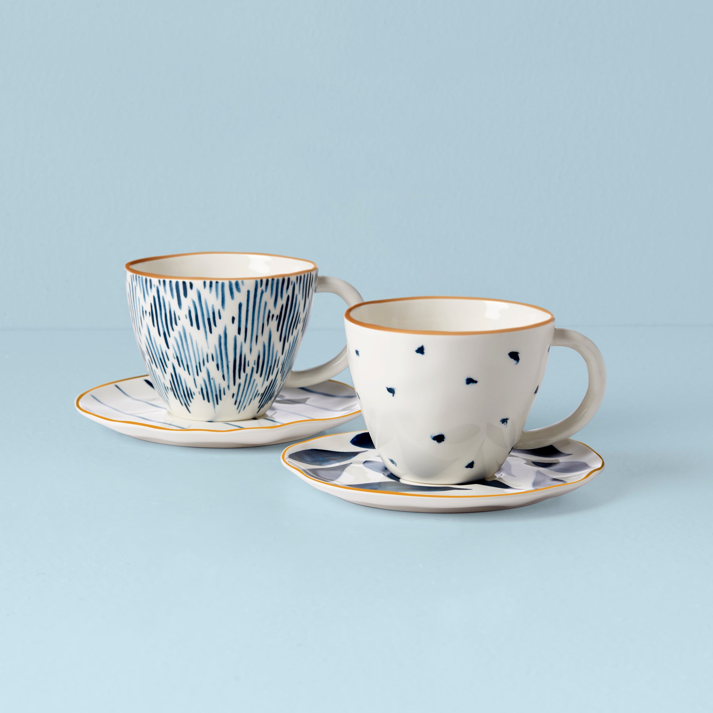 Blue Bay 4 Piece Teacup & Saucer Set