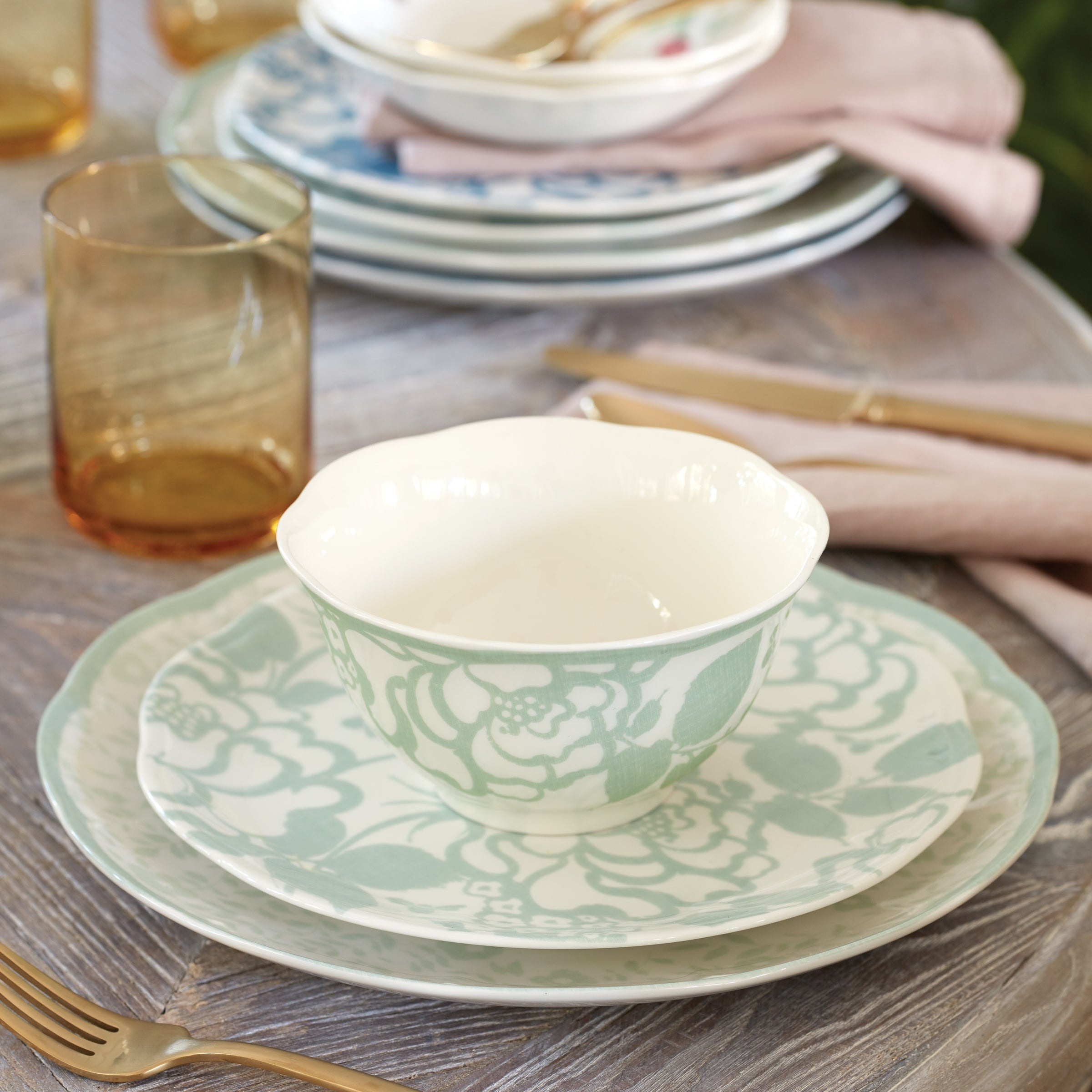Butterfly Meadow Cottage Sage 12 Piece Dinnerware Set - Image 3
