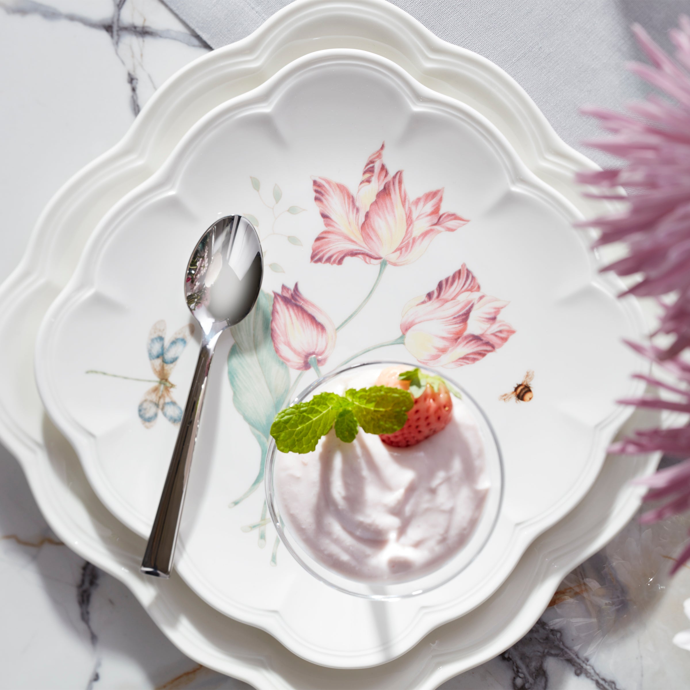 Alternative view of Butterfly Meadow Square Accent Plates   Set of 4