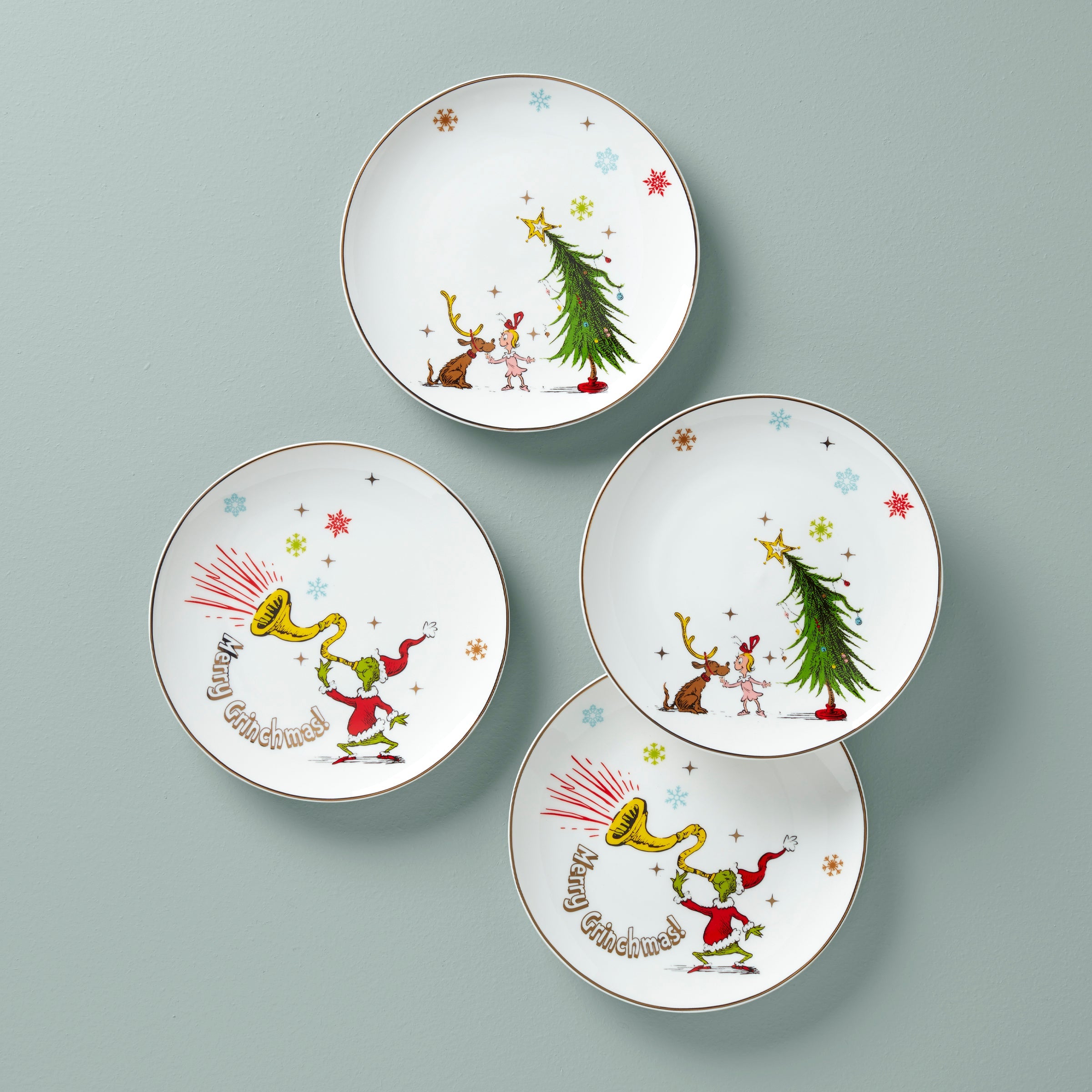 Merry Grinchmas Assorted Accent Plates   Set of 4