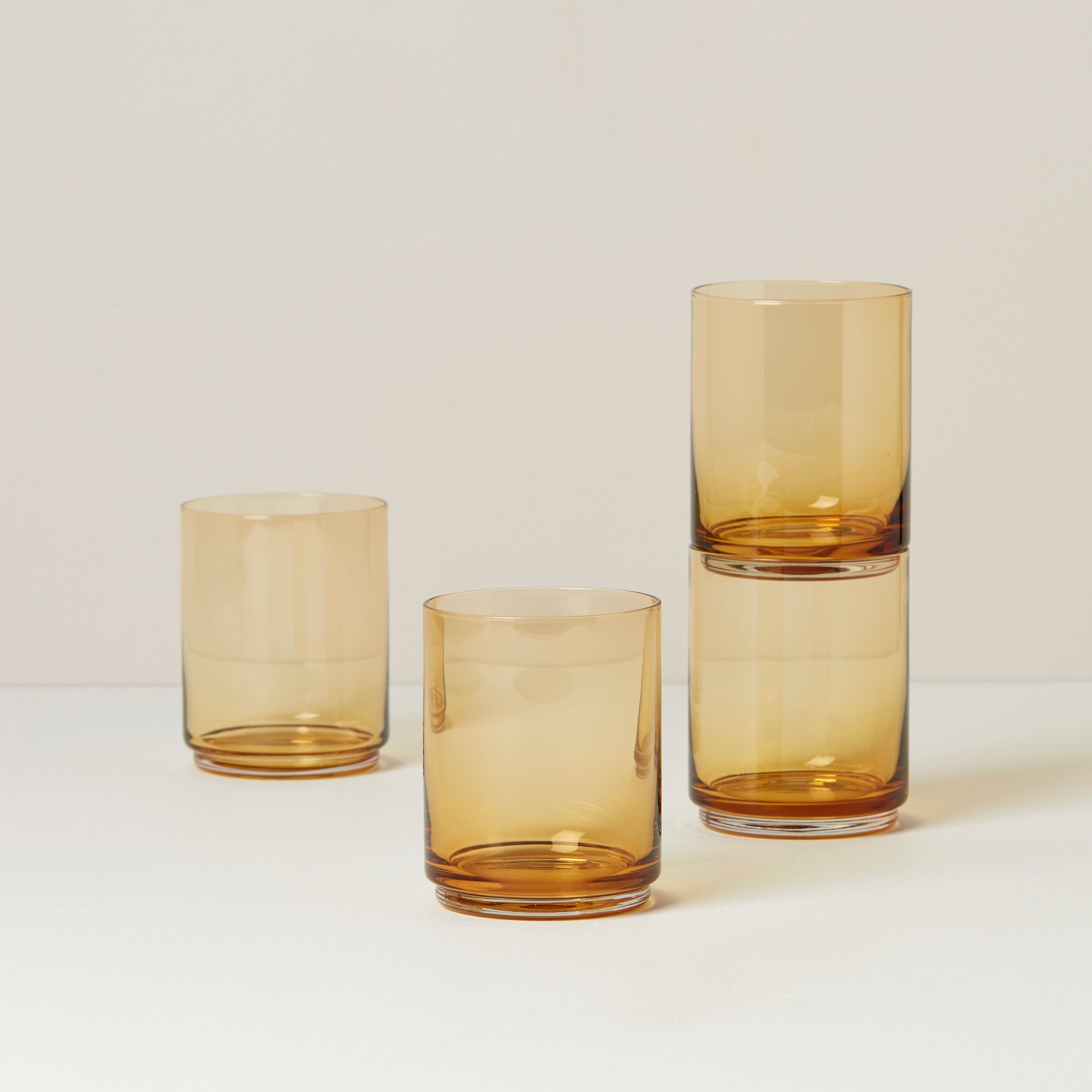 Tuscany Classics Stackable Amber Tall Glasses Set Of 4