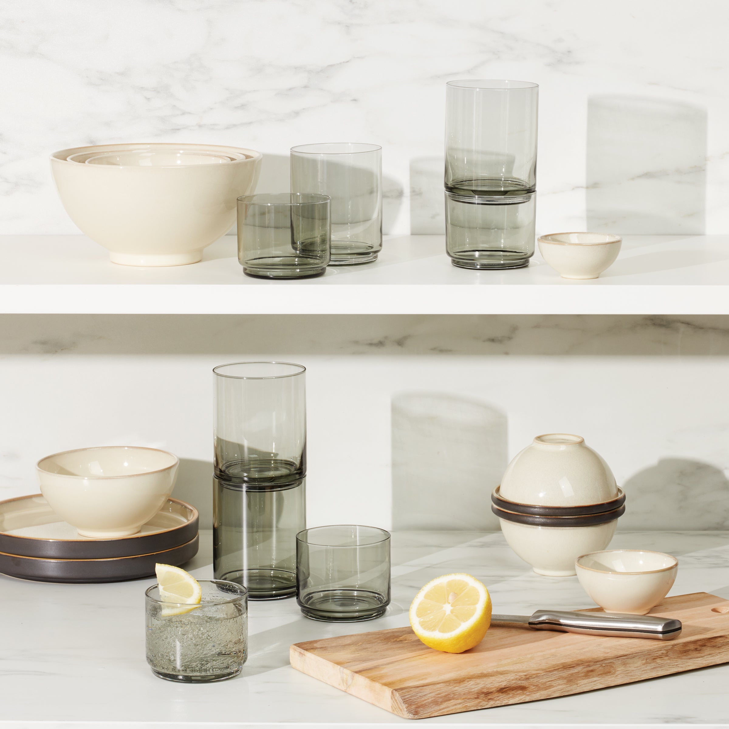 Tuscany Classics Stackable Smoke Tall Glasses Set Of 4 - Image 3