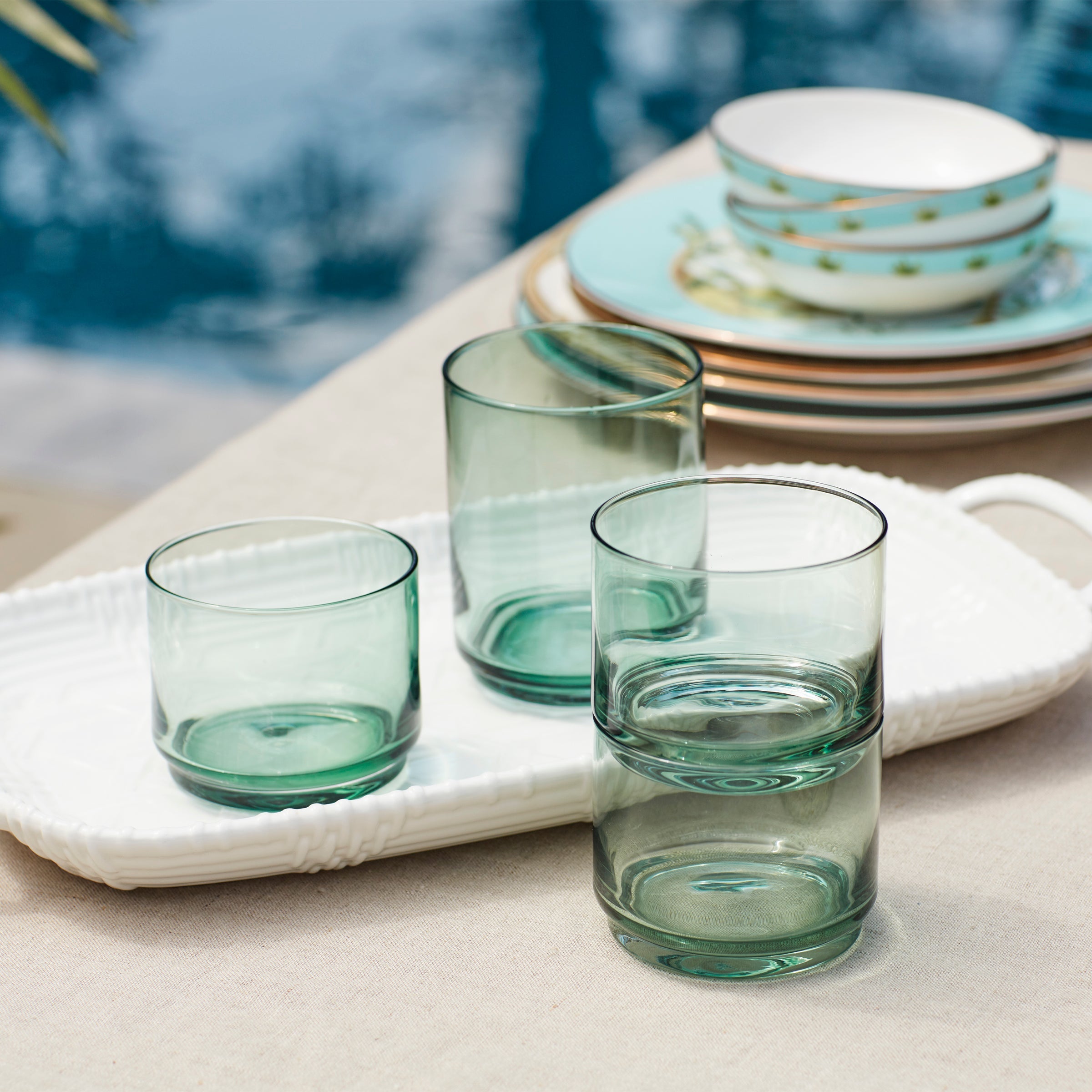 Tuscany Classics Stackable Green Tall Glasses Set Of 4 - Image 5
