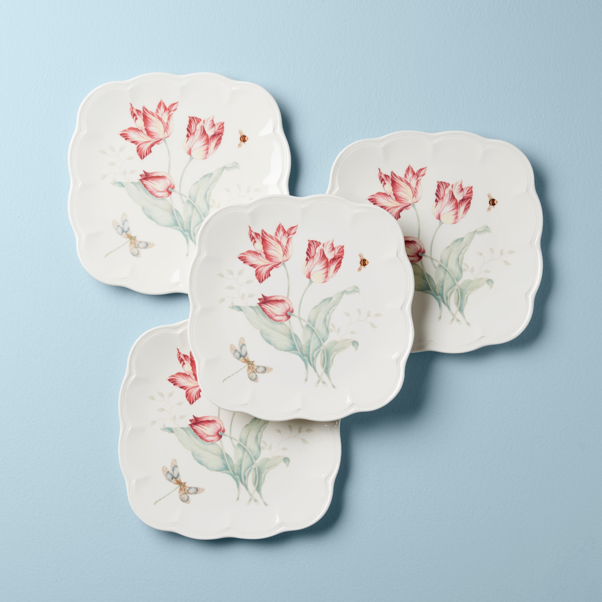 Butterfly Meadow Square Accent Plates   Set of 4