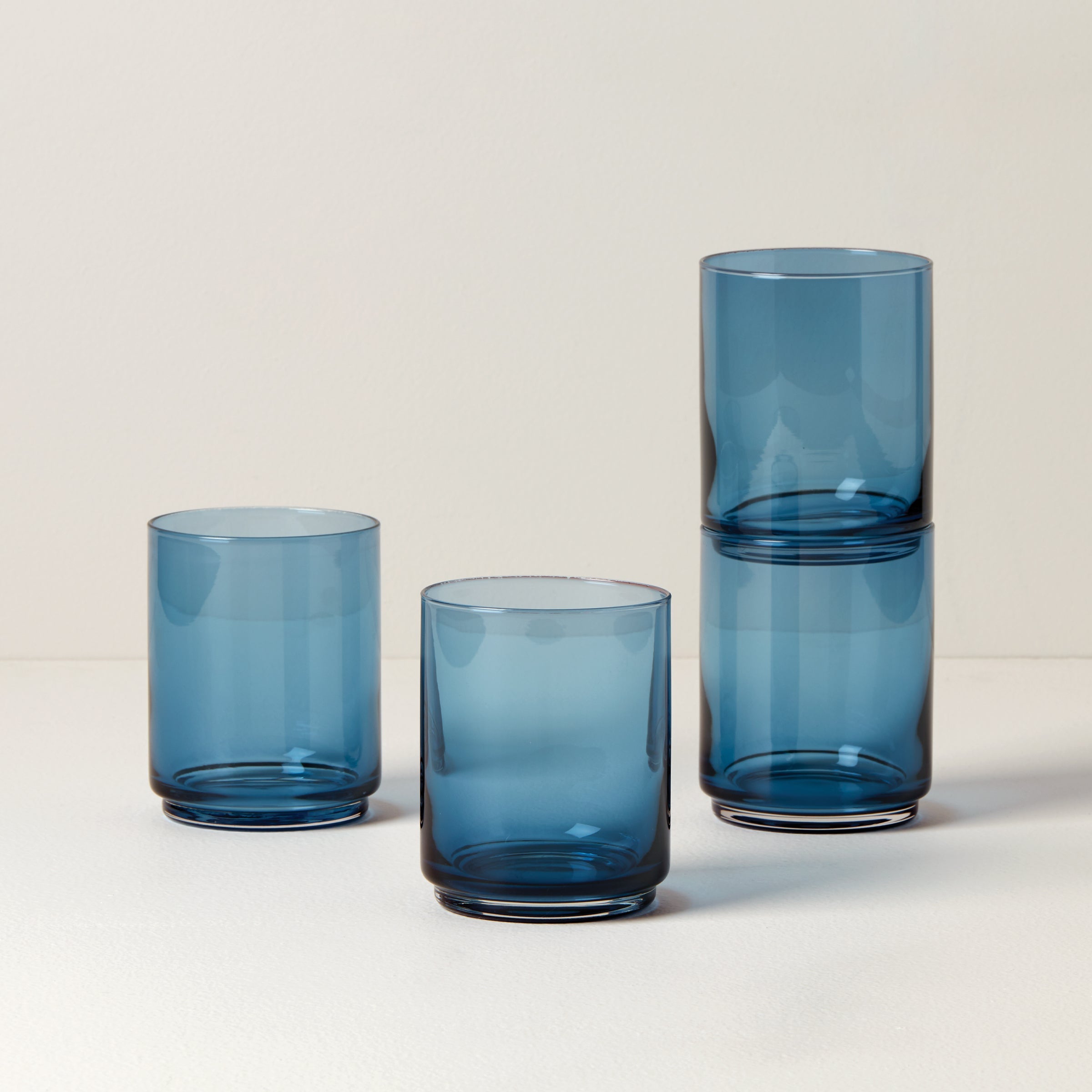 Tuscany Classics Stackable Blue Tall Glasses Set Of 4
