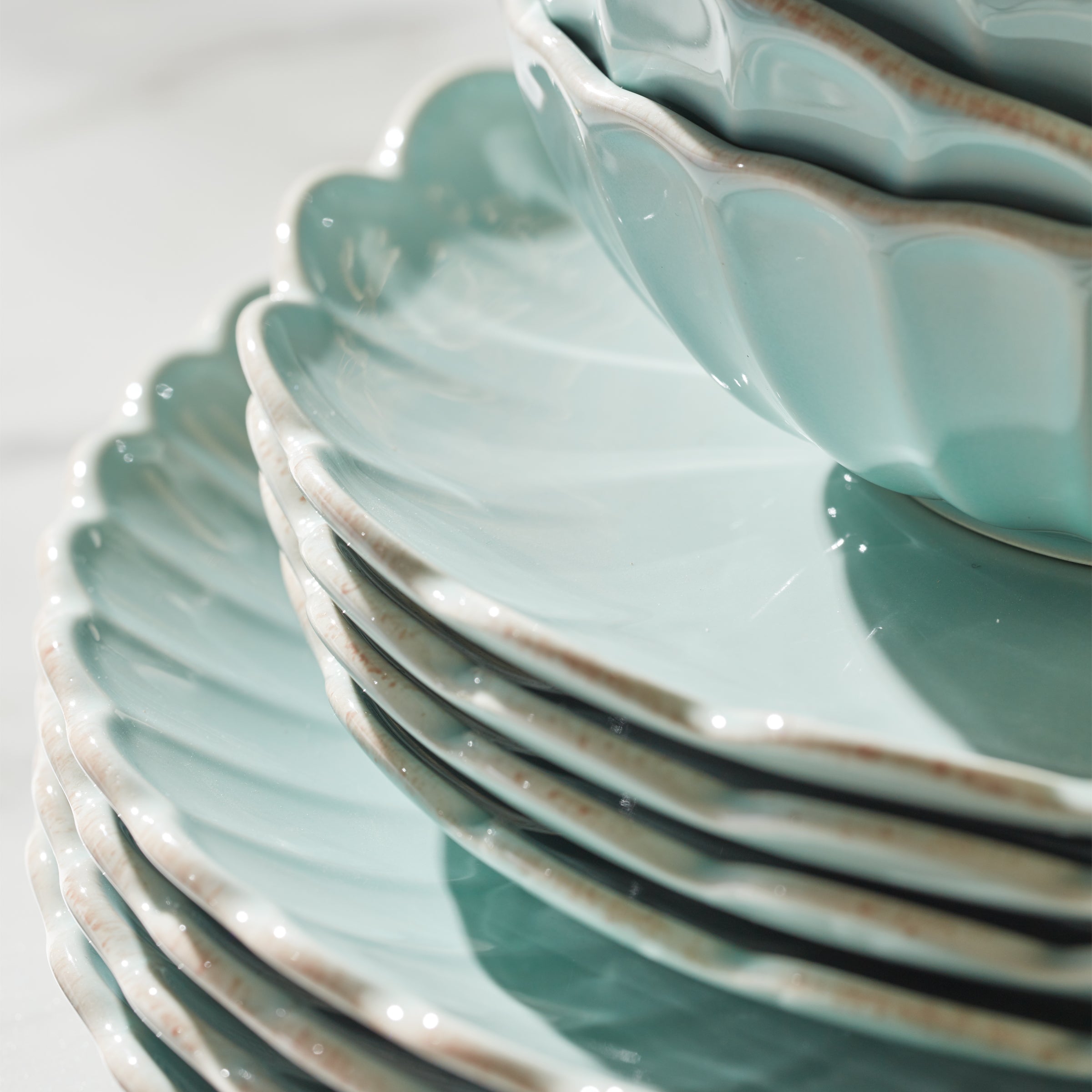 French Perle Scallop Ice Blue 12 Piece Dinnerware Set - Image 3