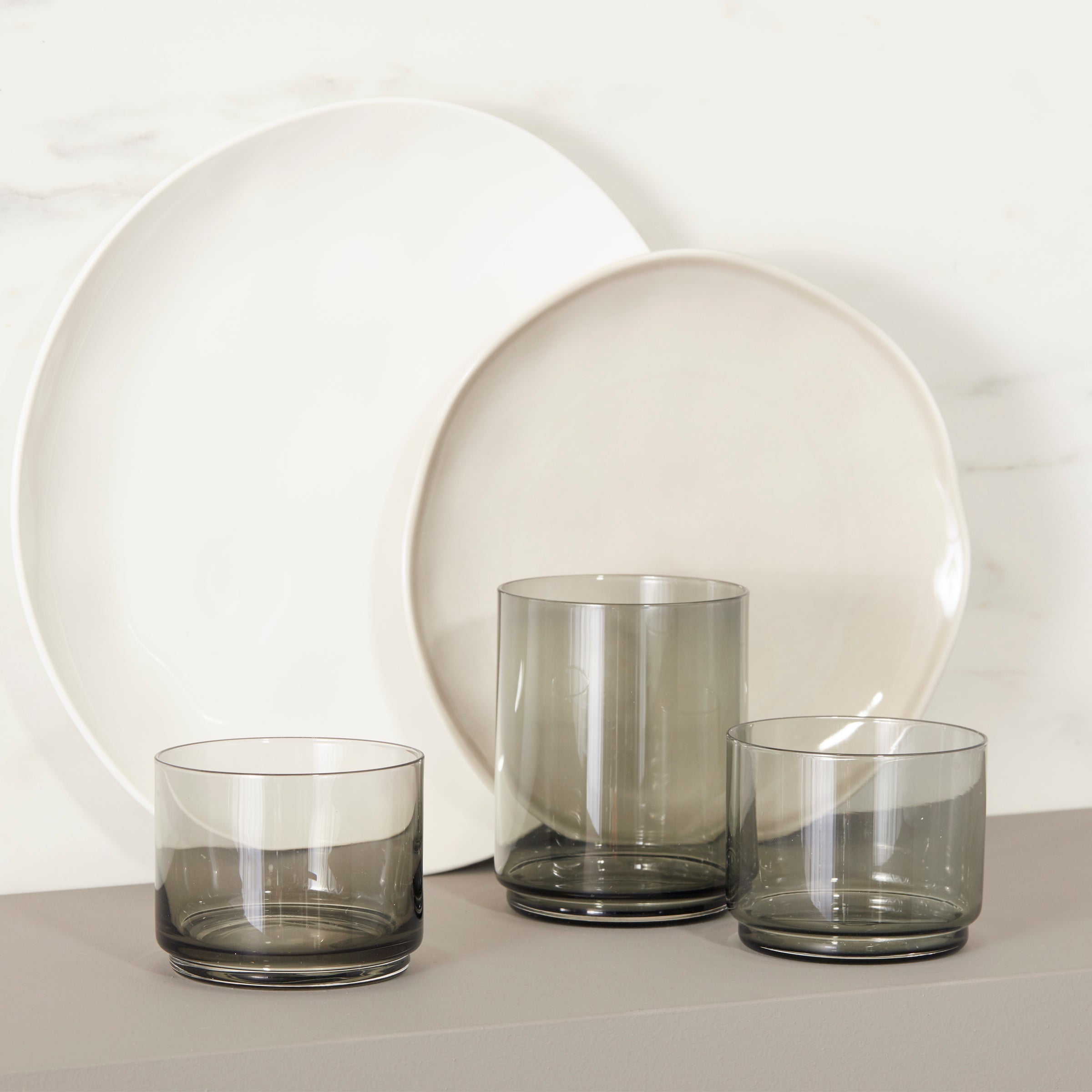 Alternative view of Bay Colors Grey 12 Piece Dinnerware Set