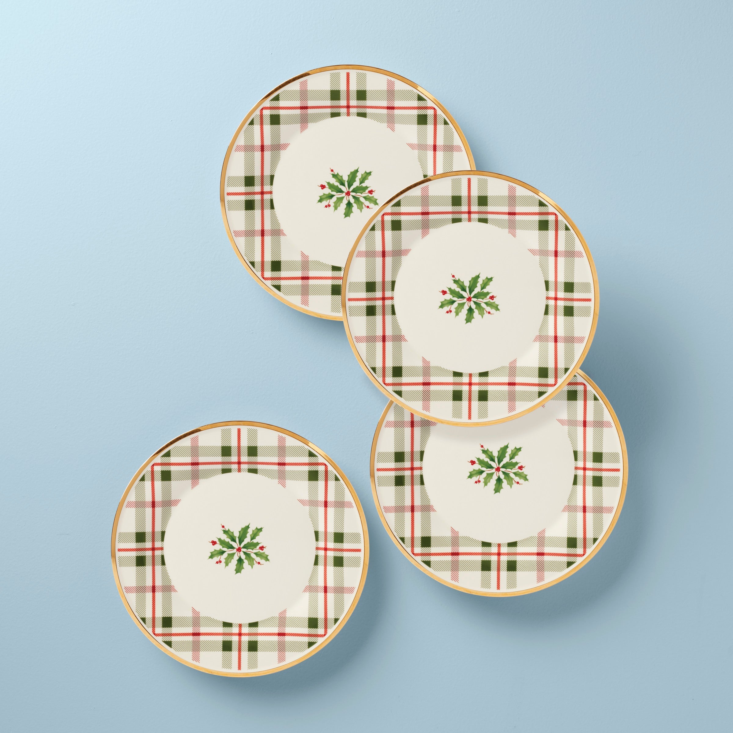 Holiday Plaid Accent Plates Set of 4